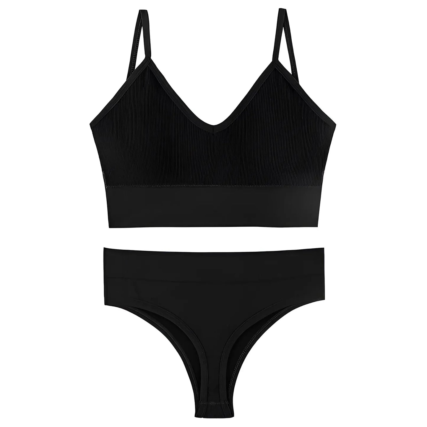 Nero Set di Lingerie Senza Cuciture