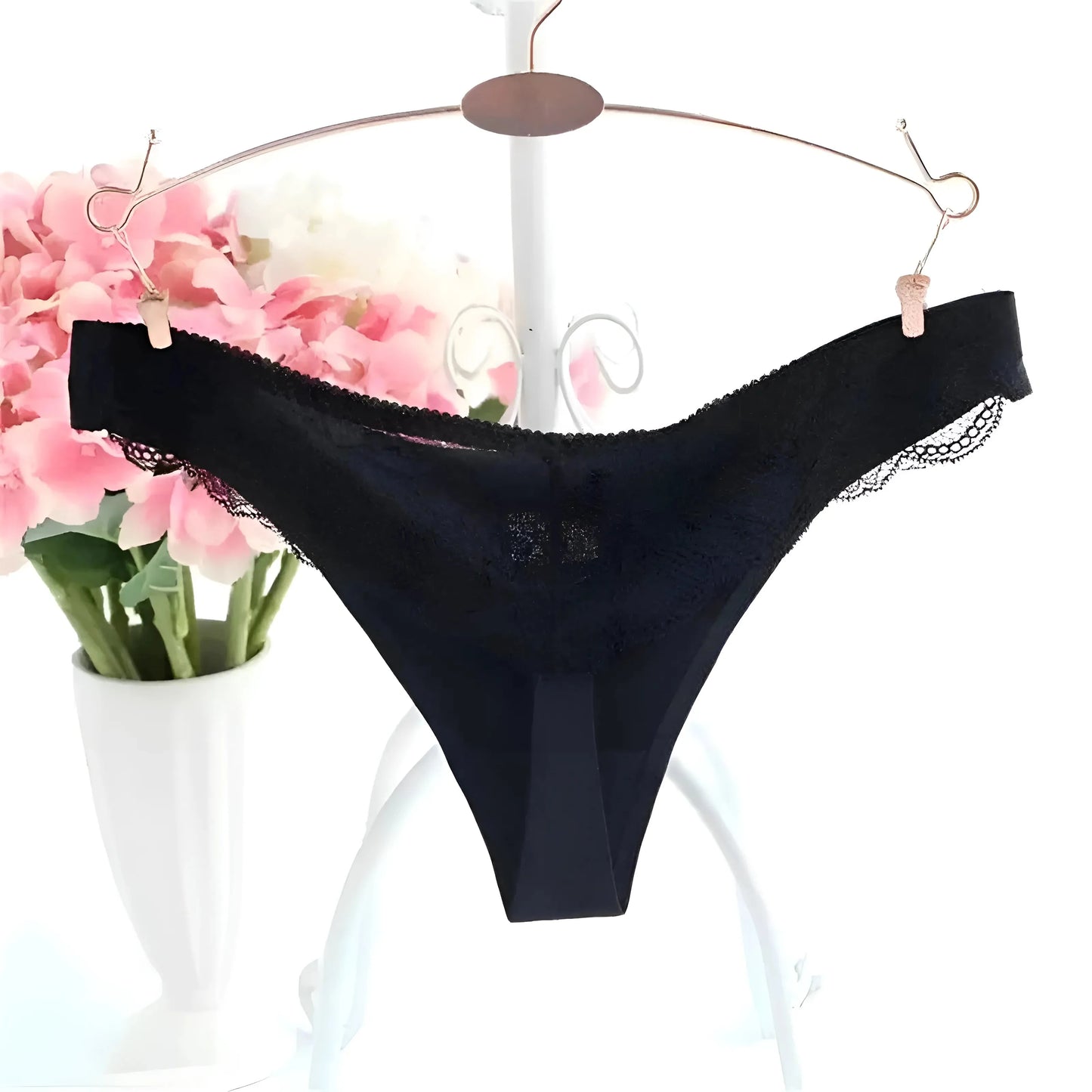 Nero Slip senza cuciture con retro in pizzo