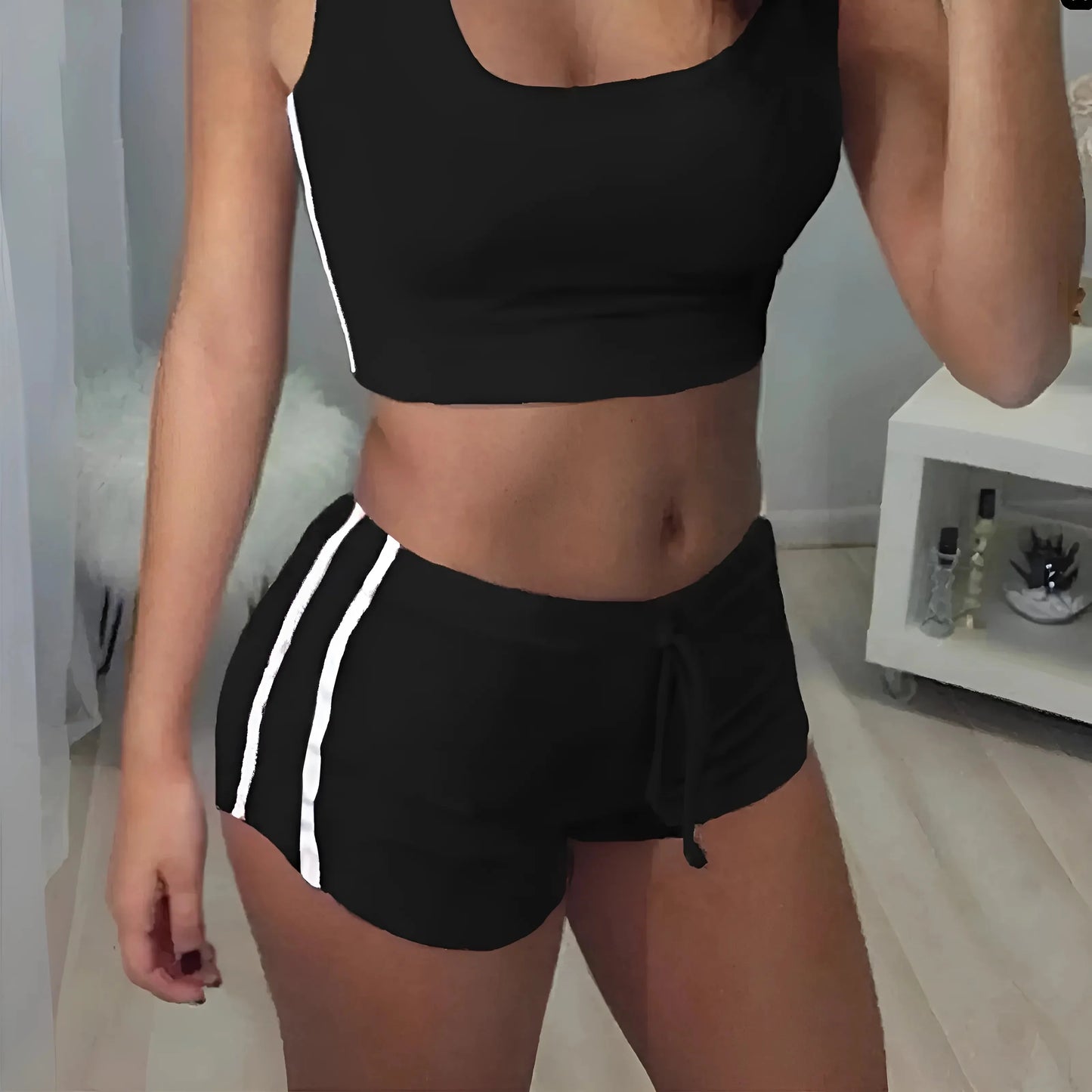 Nero Set Sportivo Top Corto
