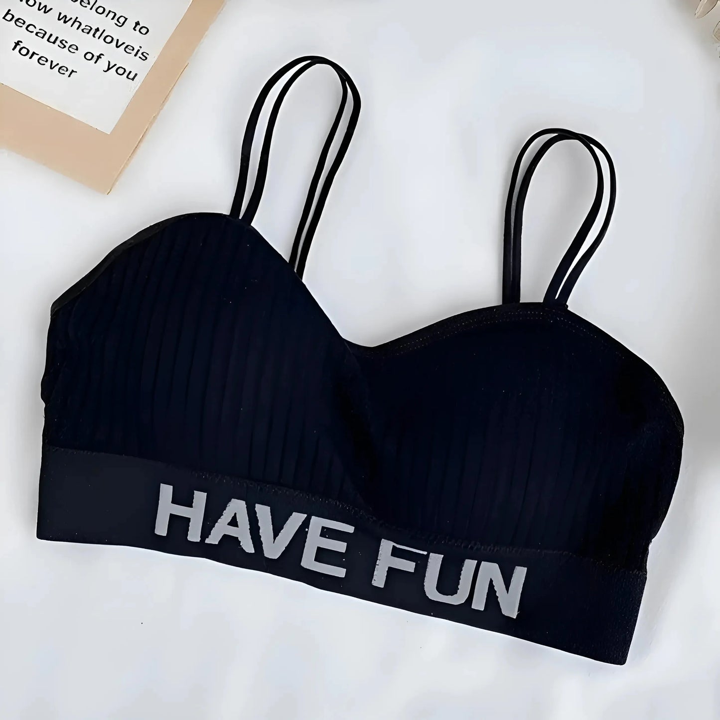 Nero Reggiseno Sportivo a Righe