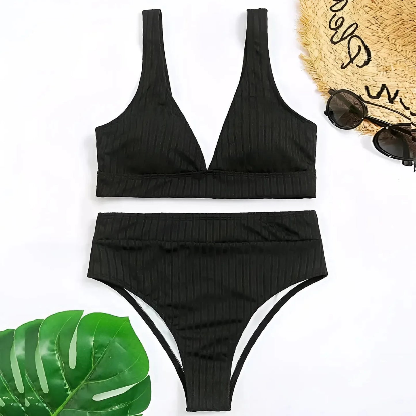 Nero Costume da bagno a due pezzi a righe