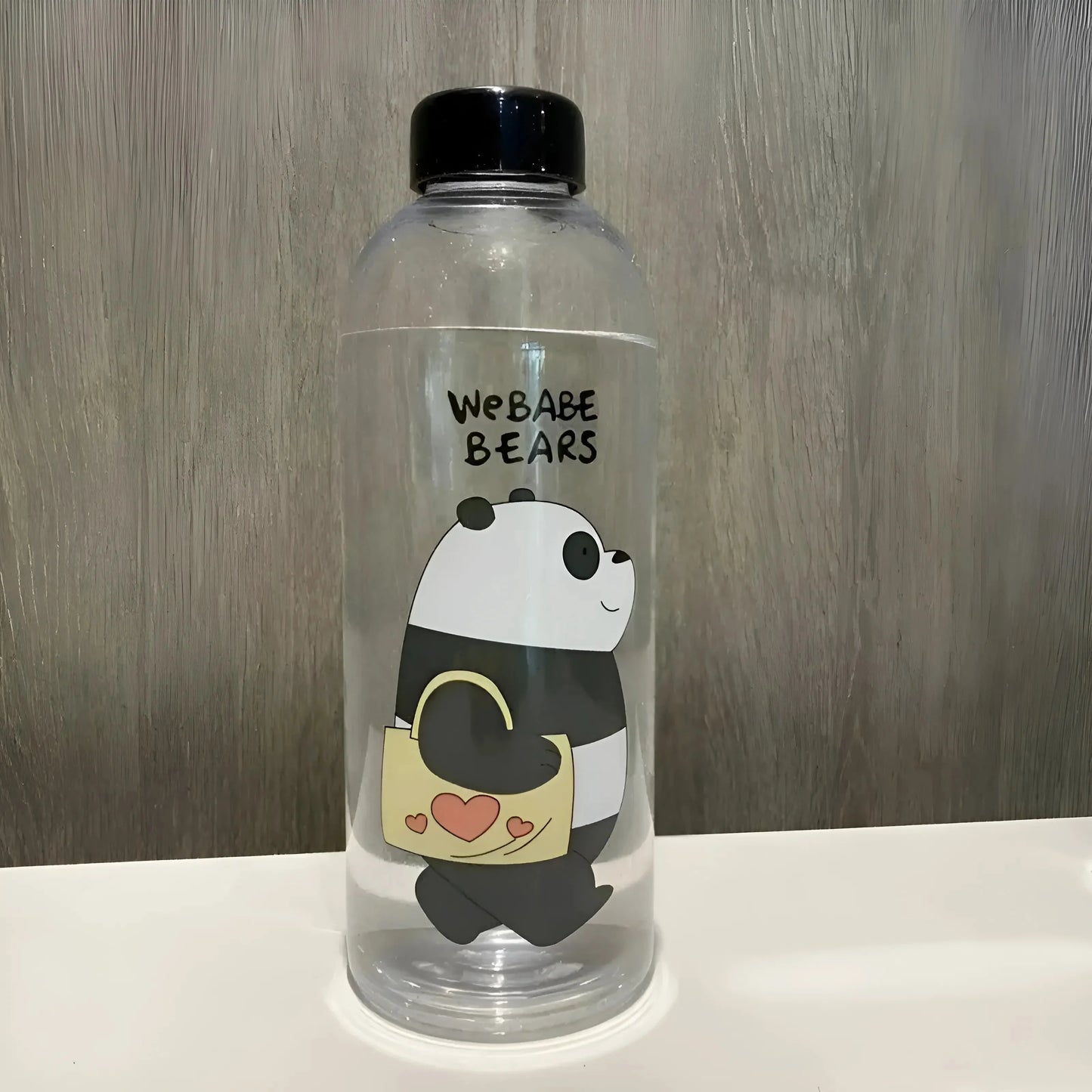 Nero Bottiglia d'Acqua con Stampa Orsetto Teddy