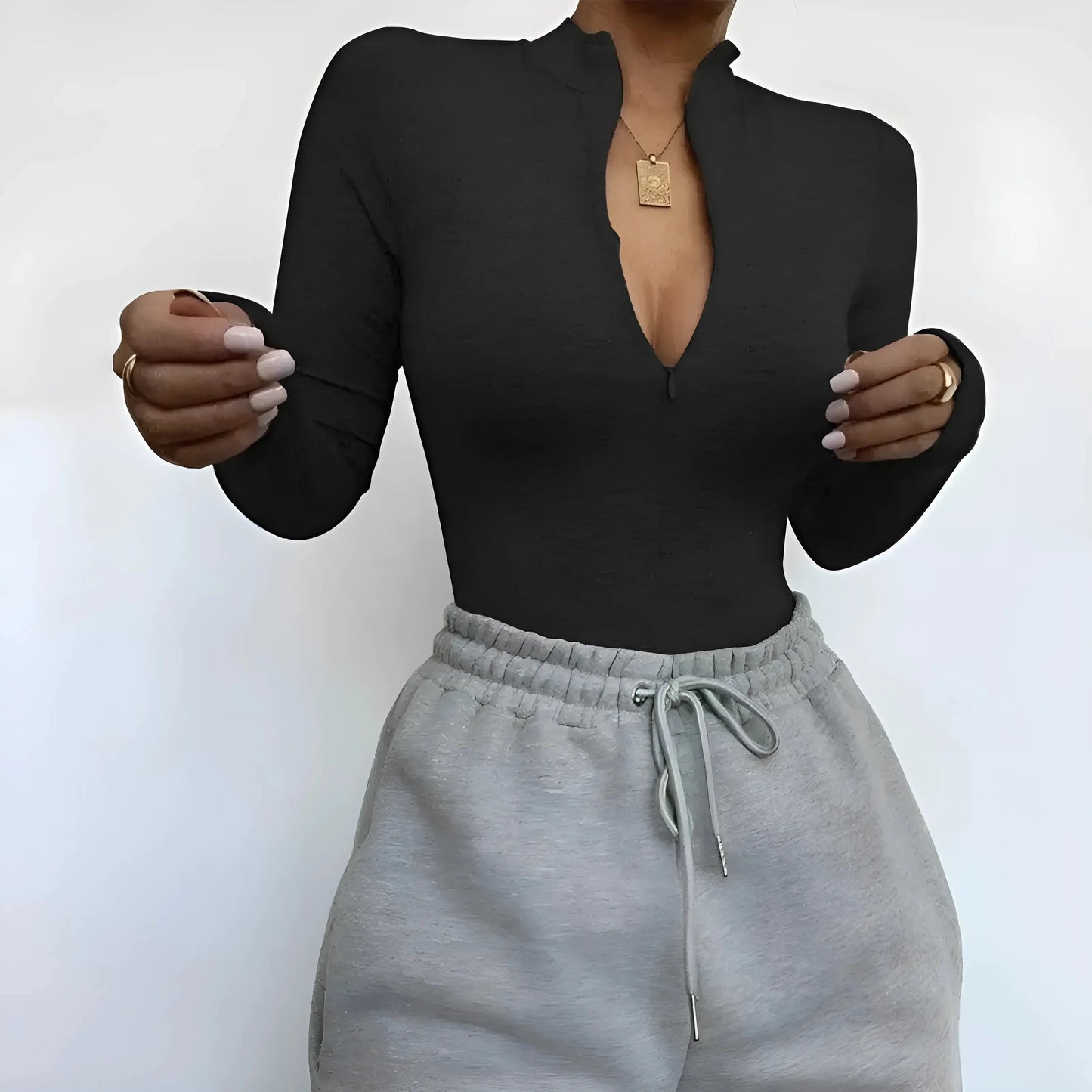 Nero Body da donna con chiusura a zip