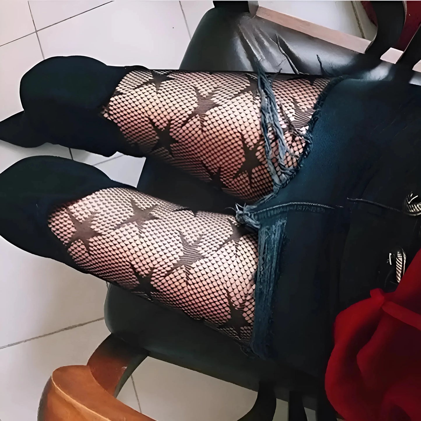 Nero Collant da donna con stampa a stelle
