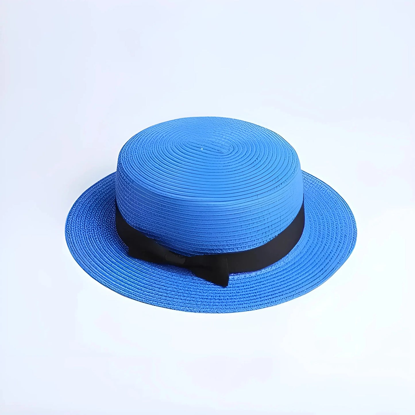 Blu Cappello da spiaggia con nastro nero