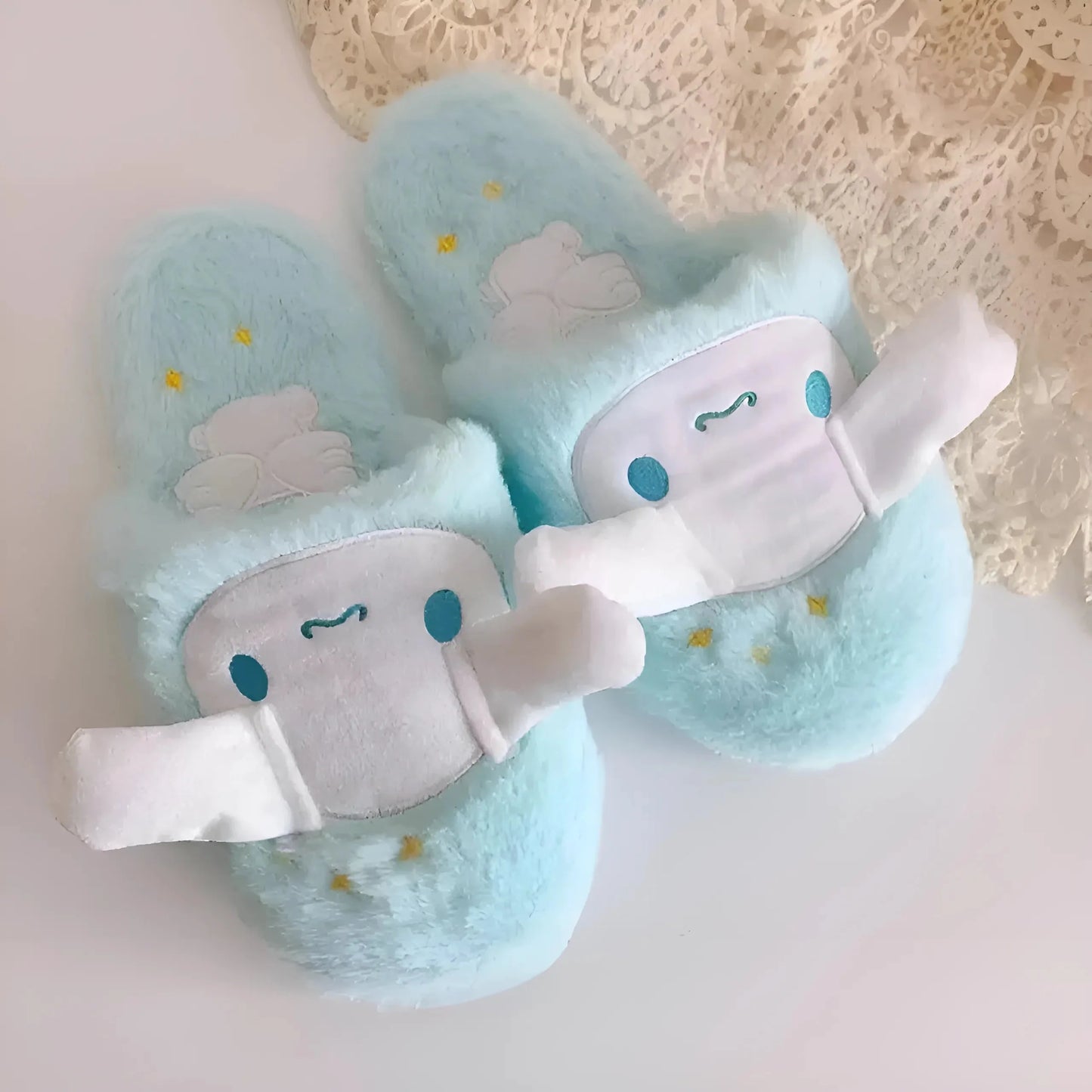 Blu Pantofole in pelliccia sintetica