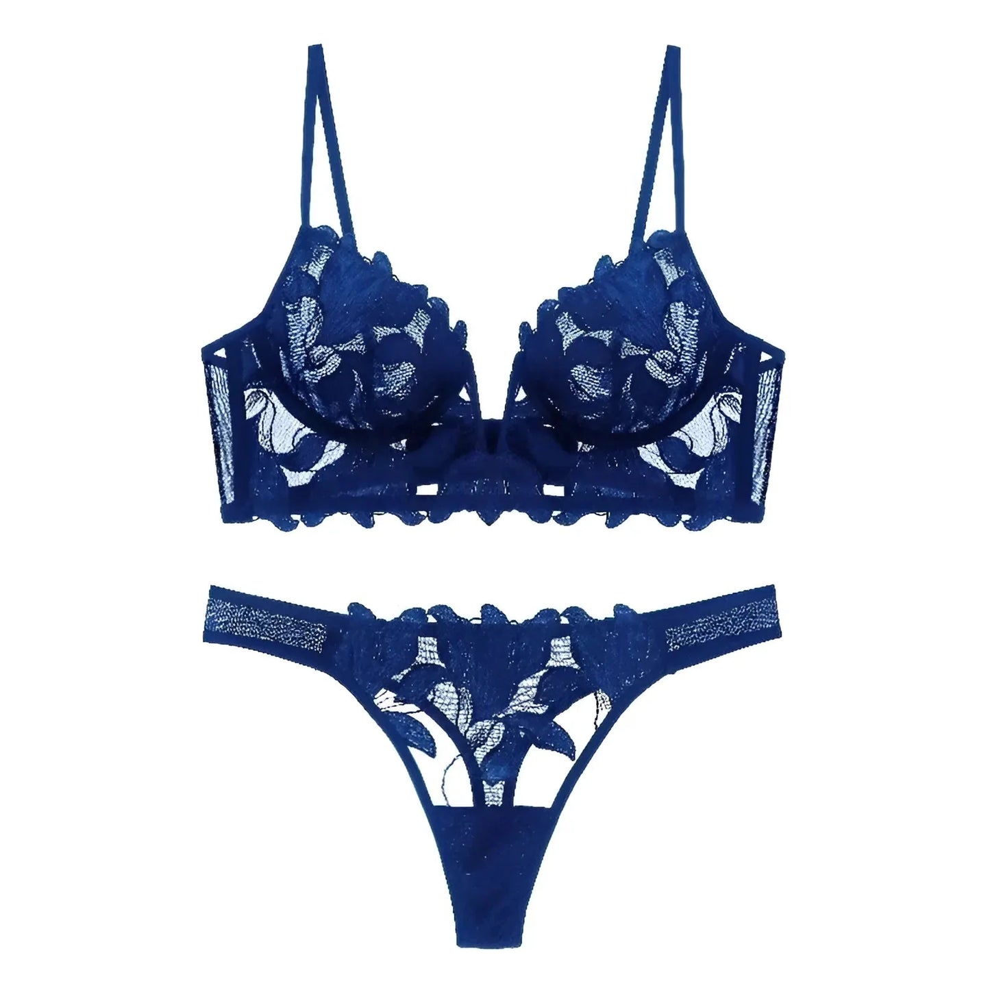 Blu Set di Lingerie in Pizzo Floreale