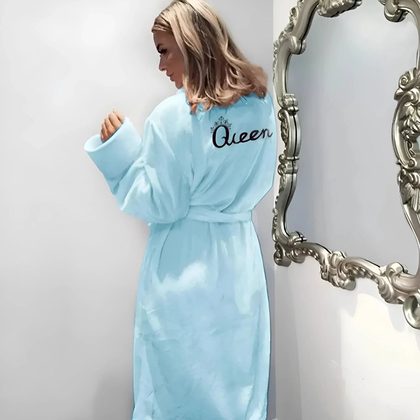 Blu Accappatoio Fluffy da Donna "Regina"