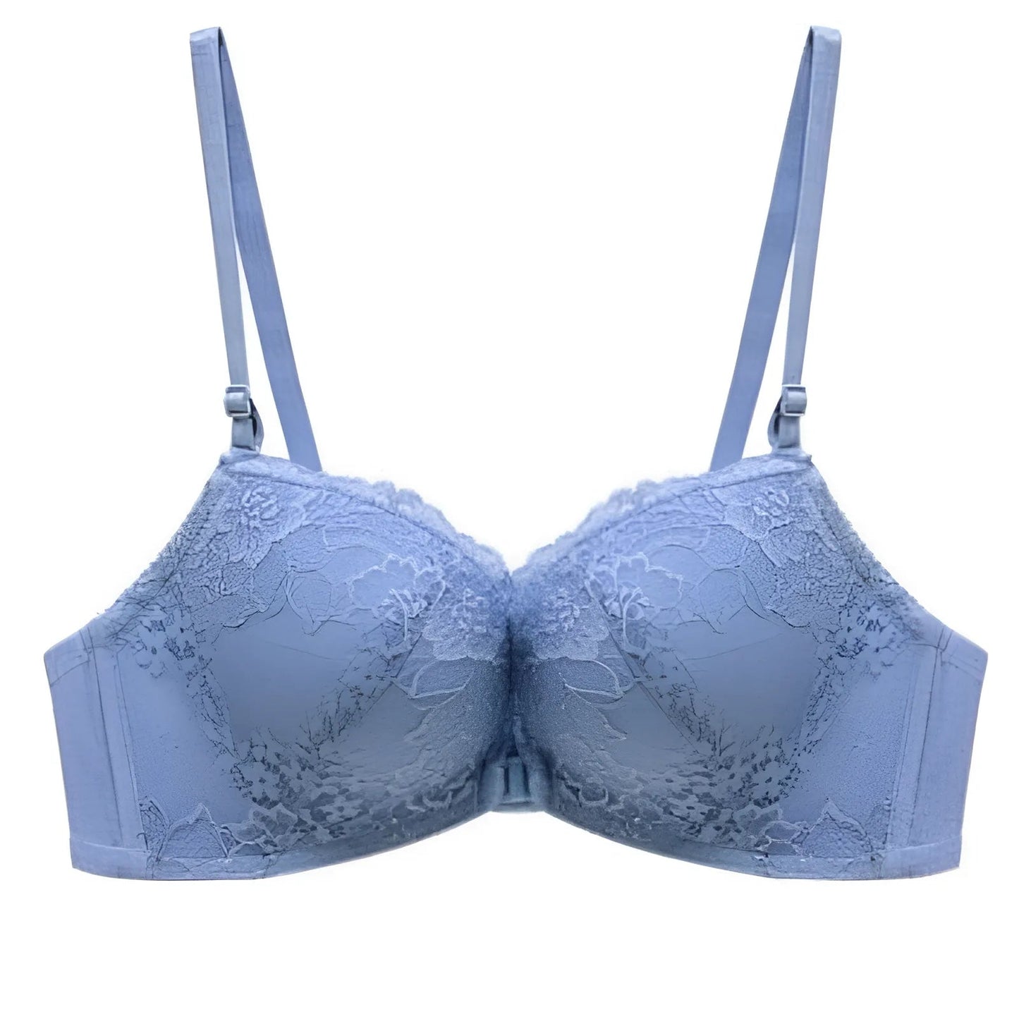 Blu Reggiseno Push-Up con Chiusura in Pizzo