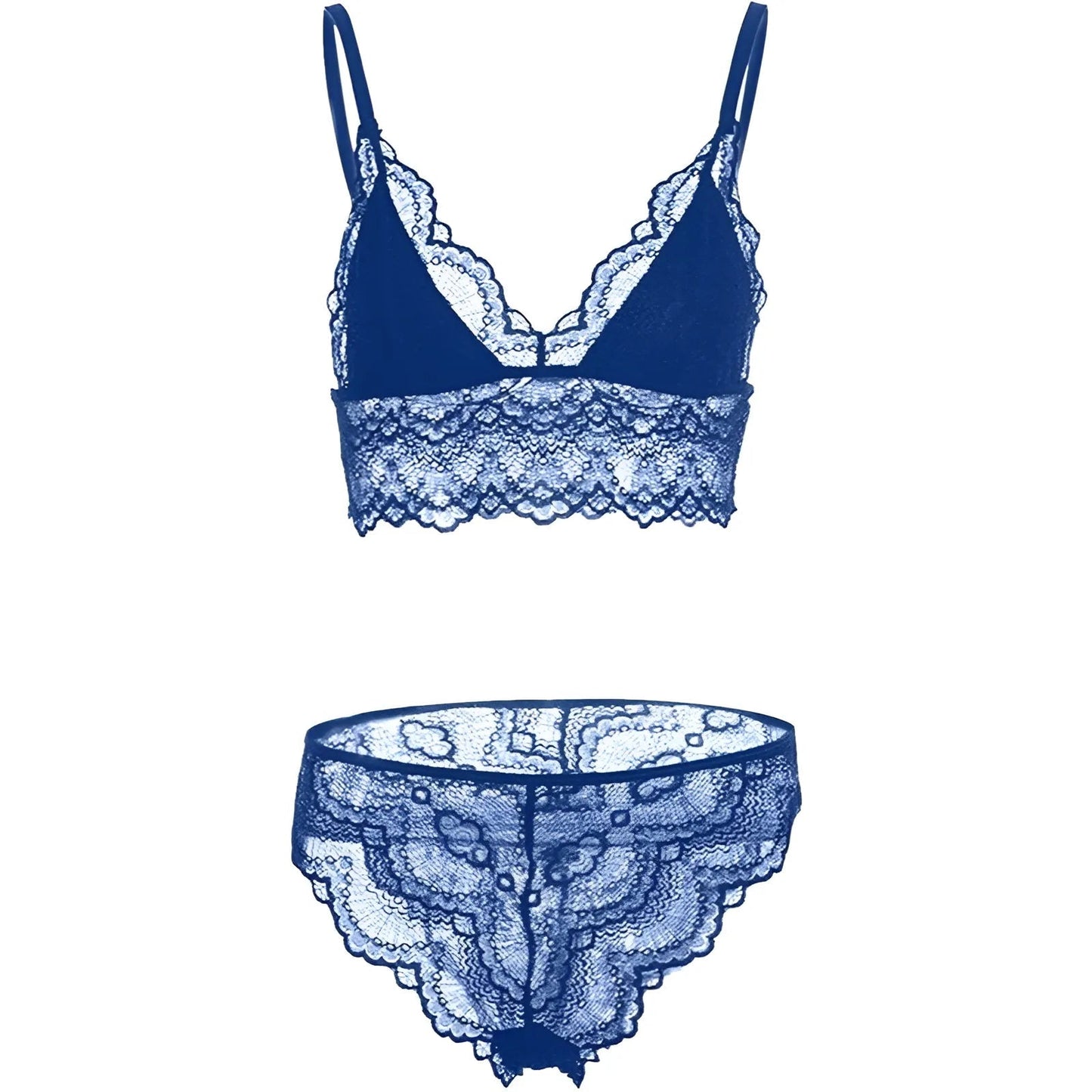 Blu Set di Lingerie in Pizzo con Bralette