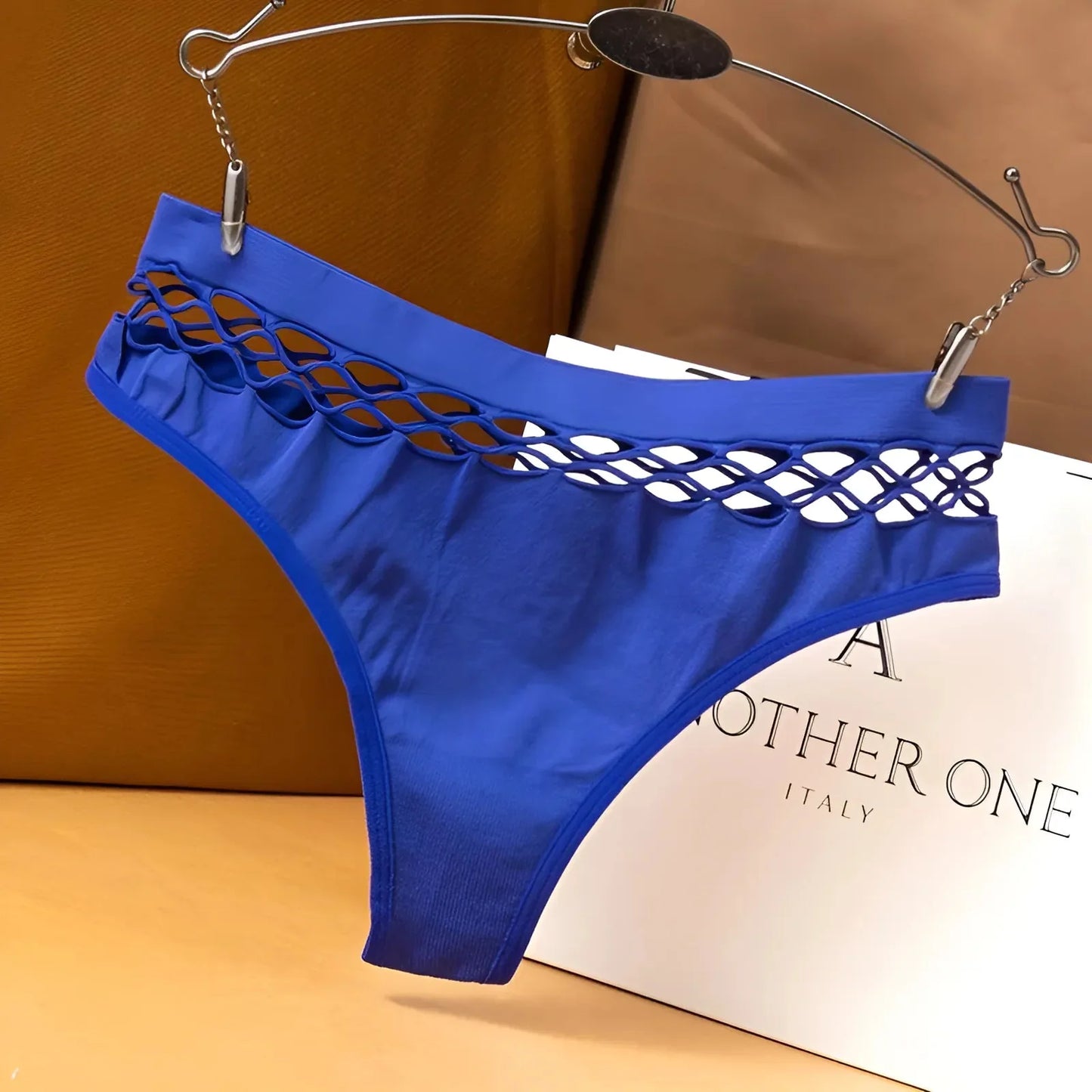 Blu Slip in pizzo a rete