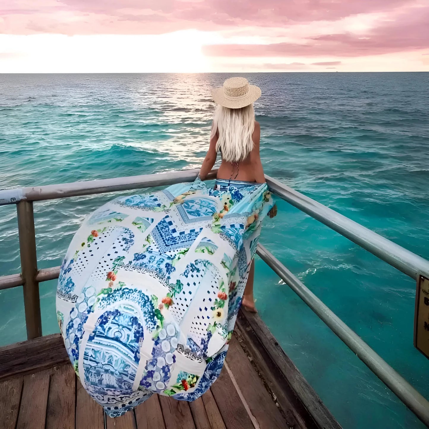 Blu Kimono Long Beach in Motivi Colorati