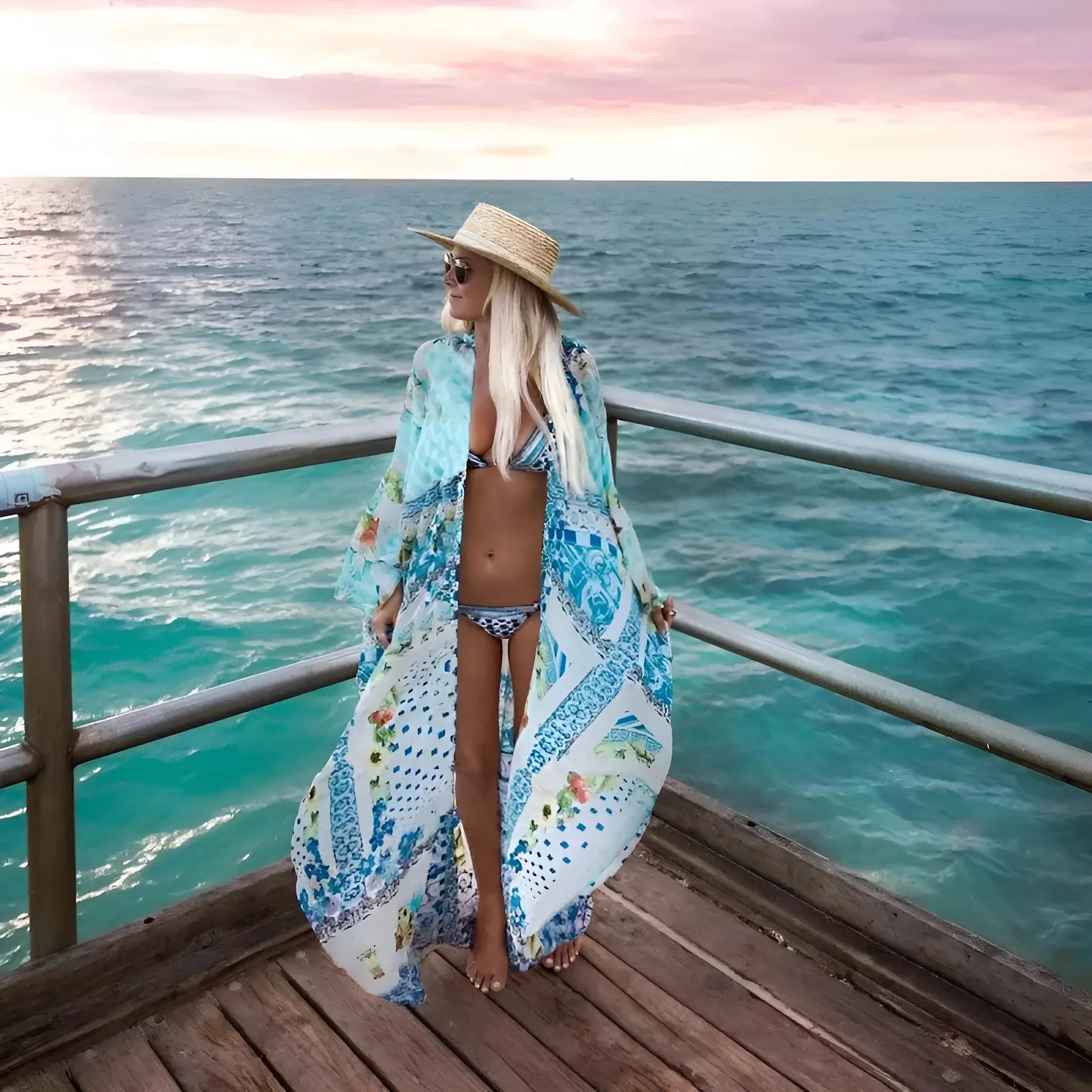 Blu Kimono Long Beach in Motivi Colorati