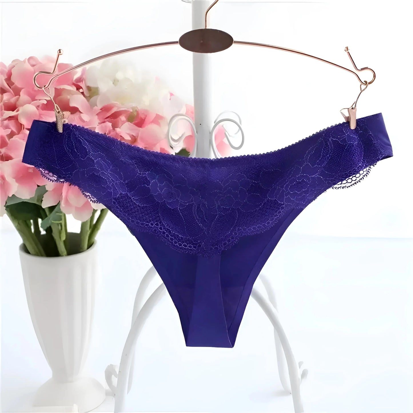 Blu Slip senza cuciture con retro in pizzo