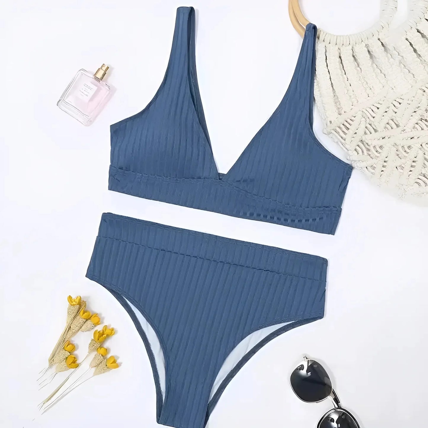 Blu Costume da bagno a due pezzi a righe