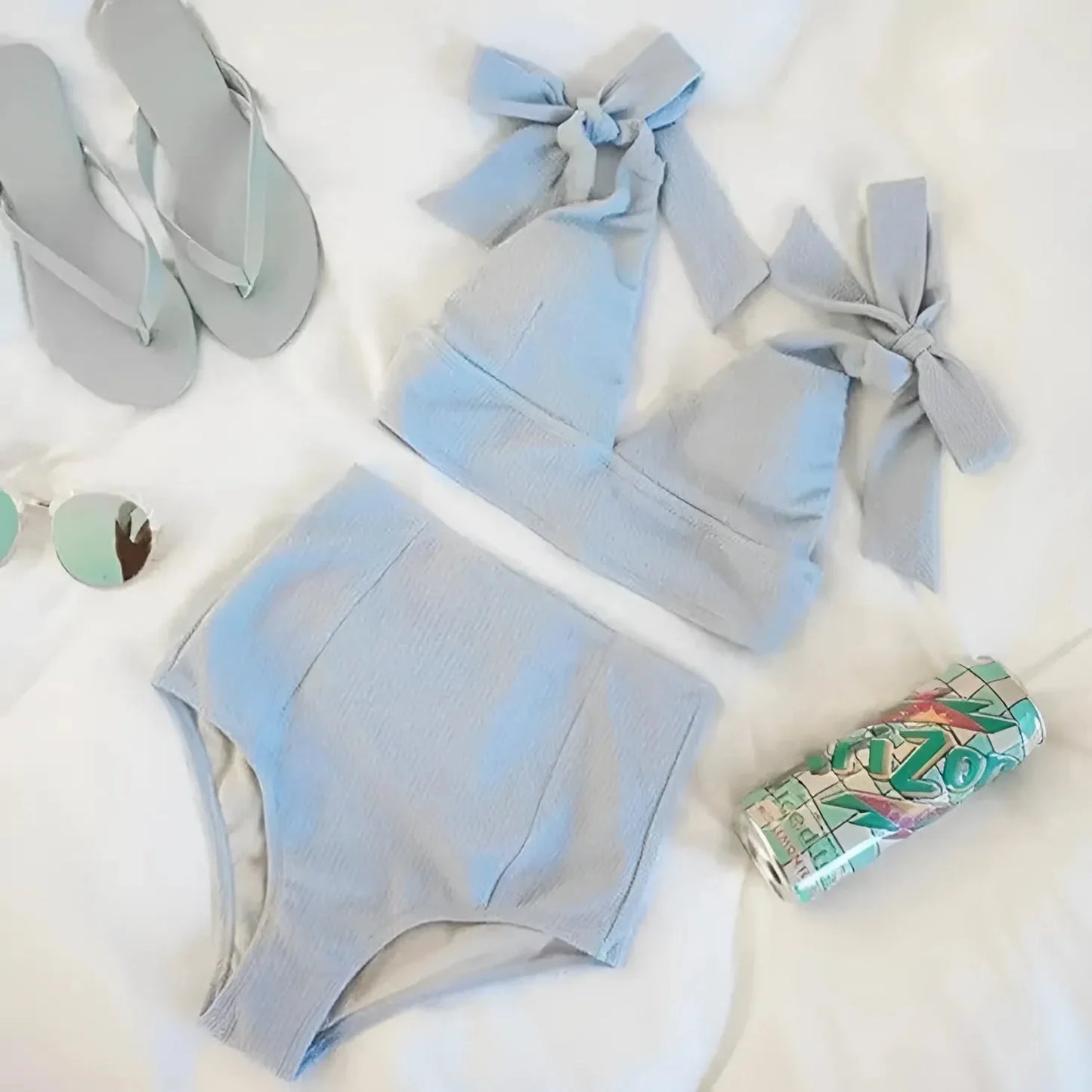 Blu Costume da bagno con spalline annodate