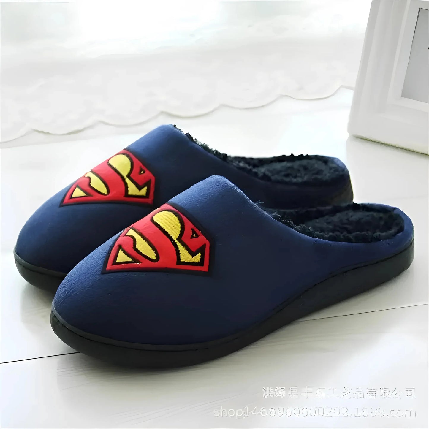 Blu Pantofole da donna con logo supereroe
