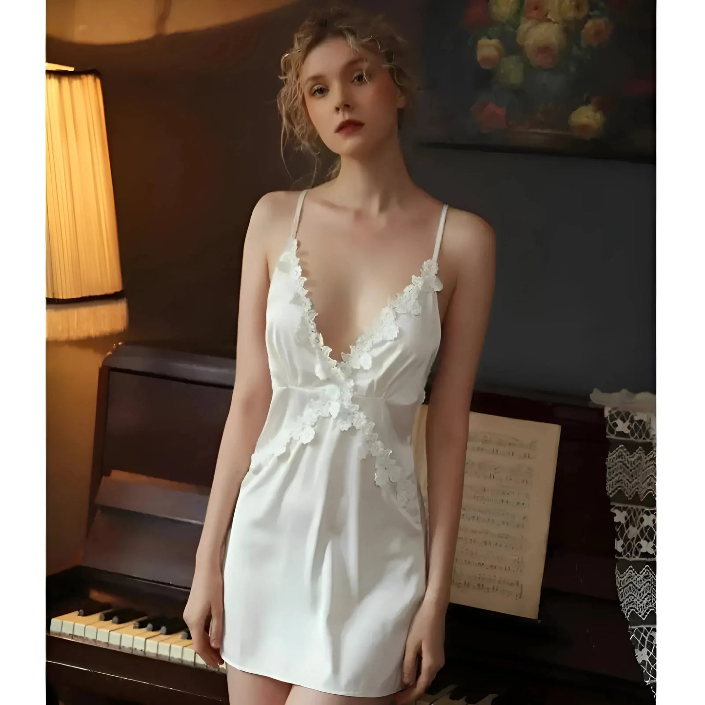 Camicia da notte da sposa con schiena scoperta