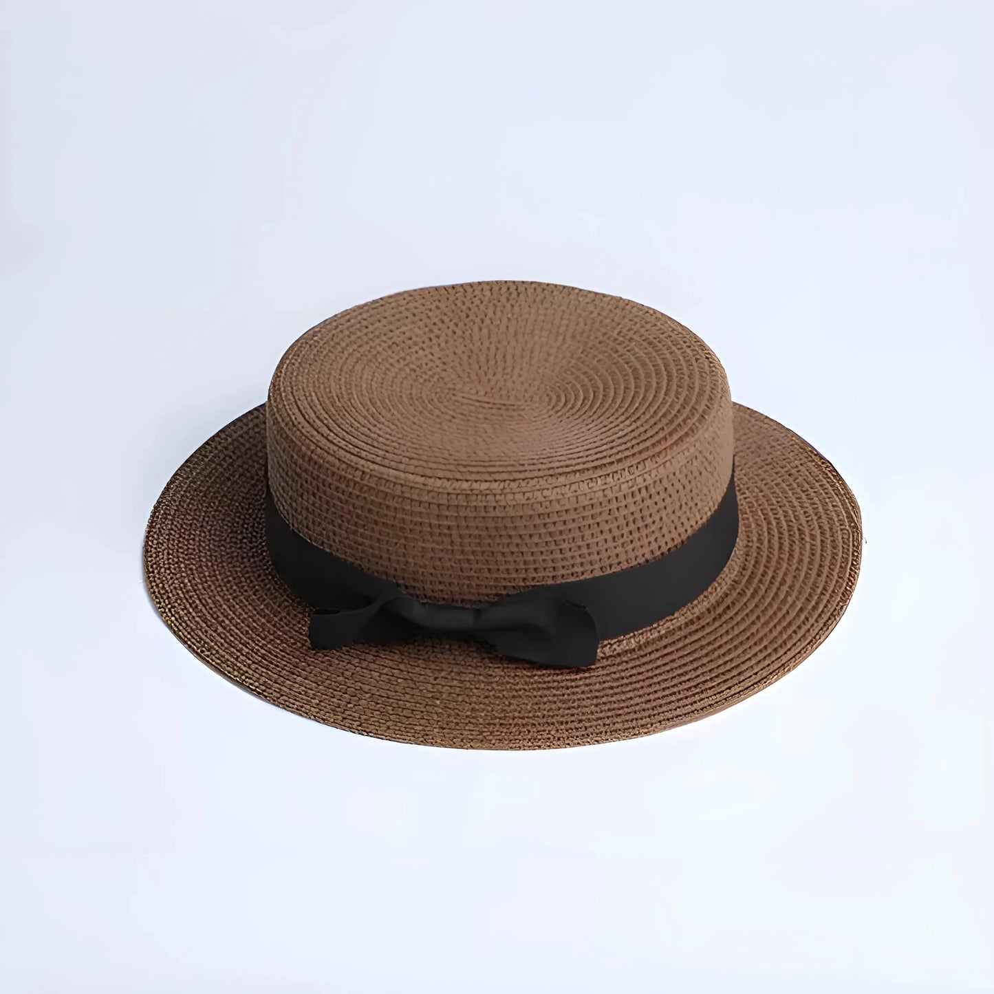 Marrone Cappello da spiaggia con nastro nero
