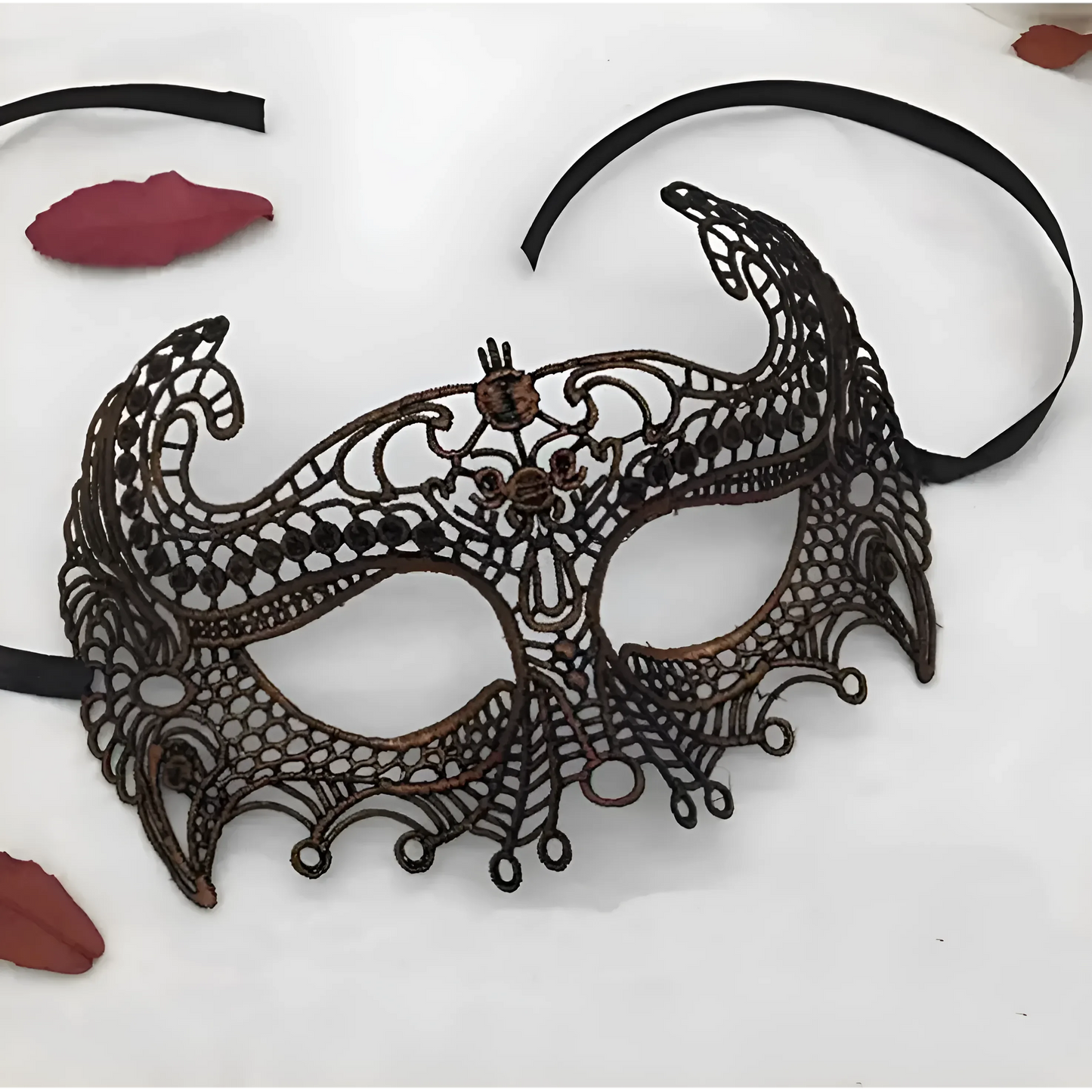 Marrone Maschera in pizzo