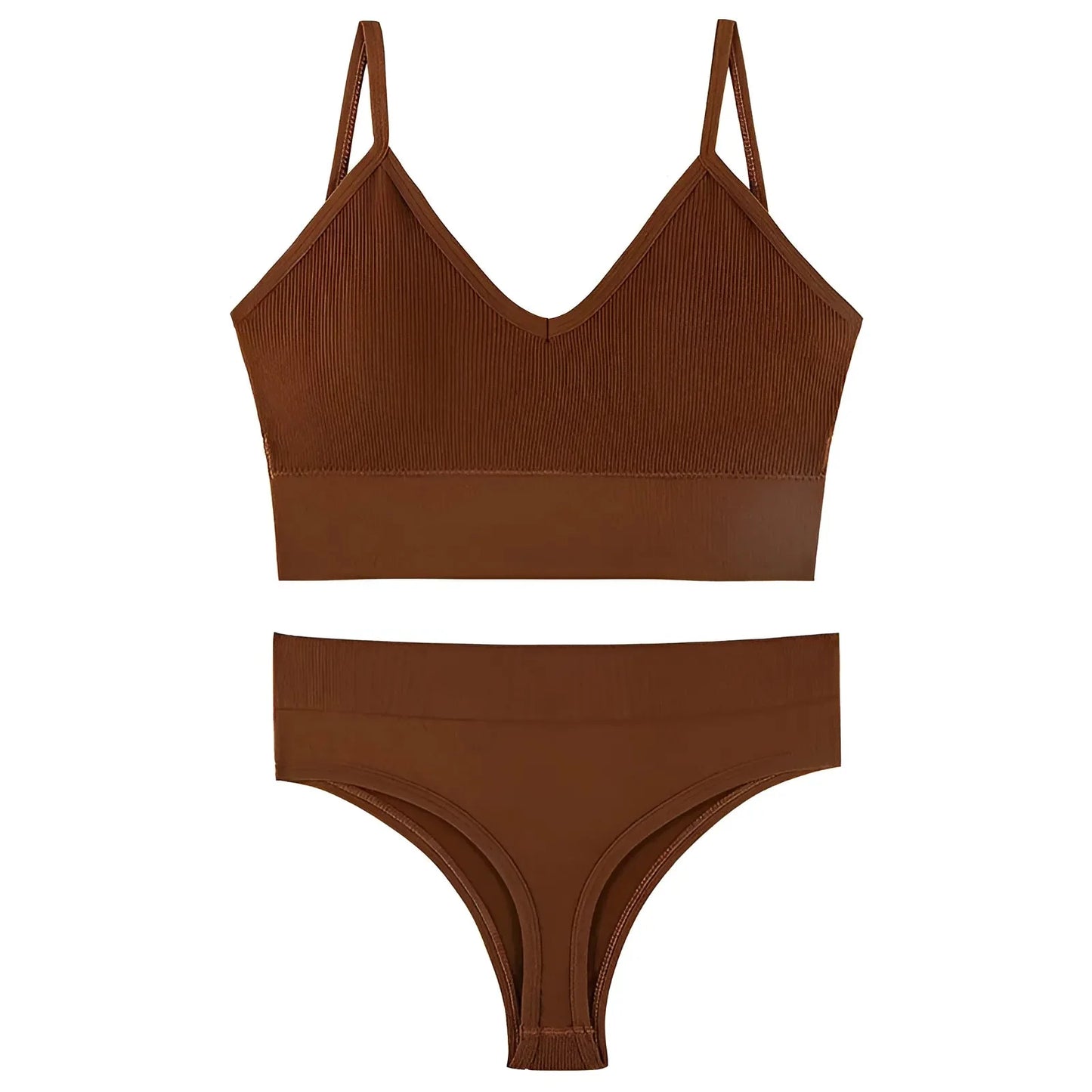 Marrone Set di Lingerie Senza Cuciture