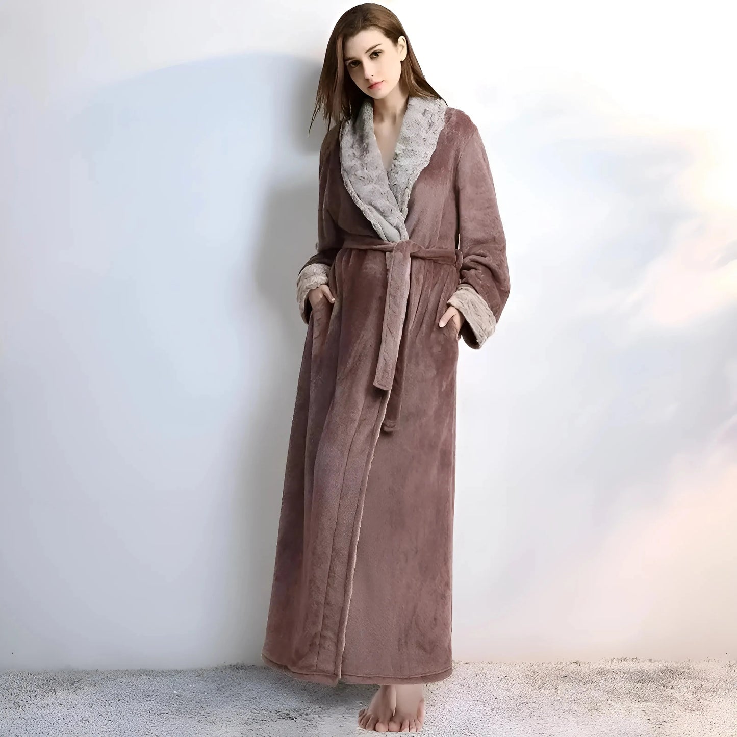 Marrone Accappatoio lungo da donna