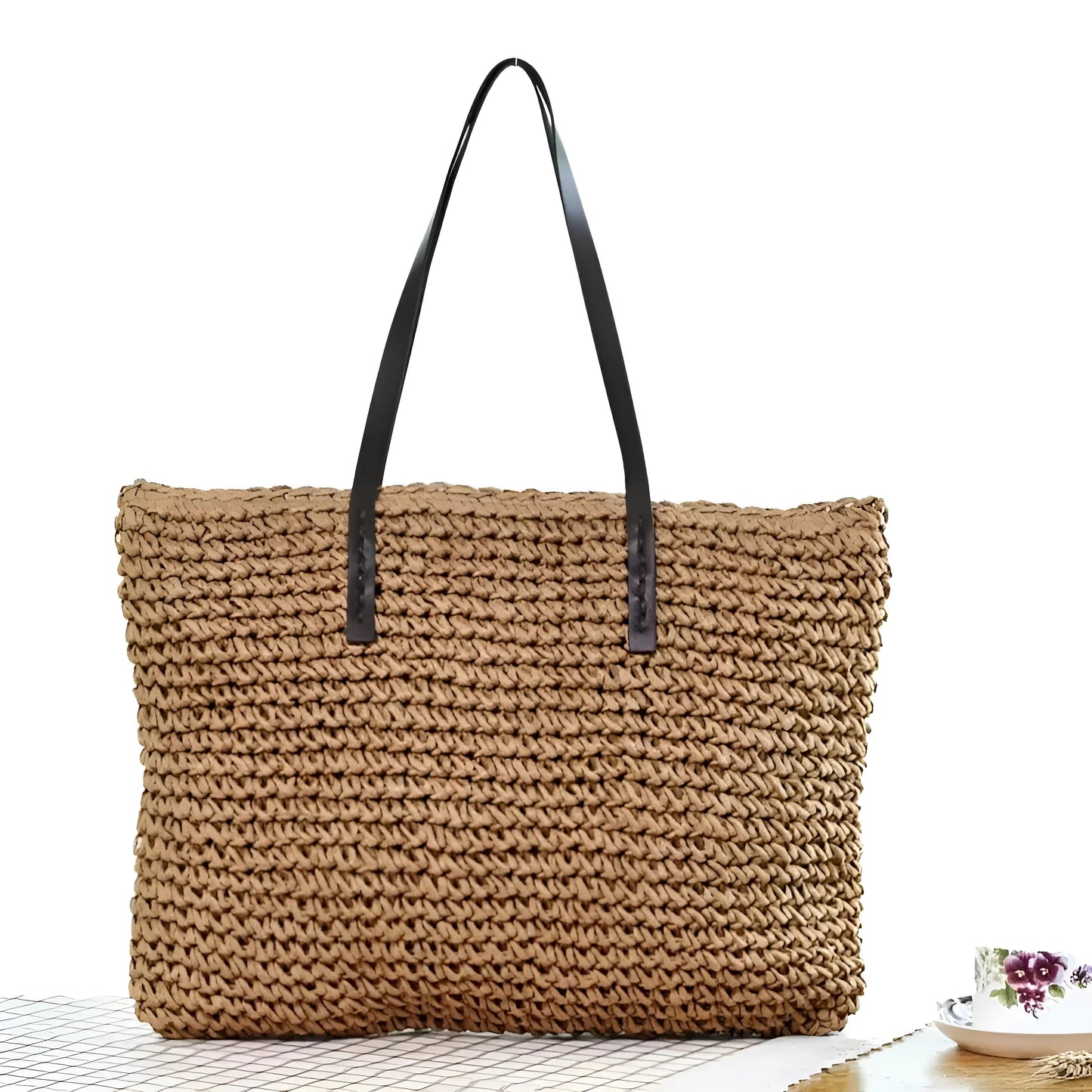Marrone Borsa da spiaggia intrecciata