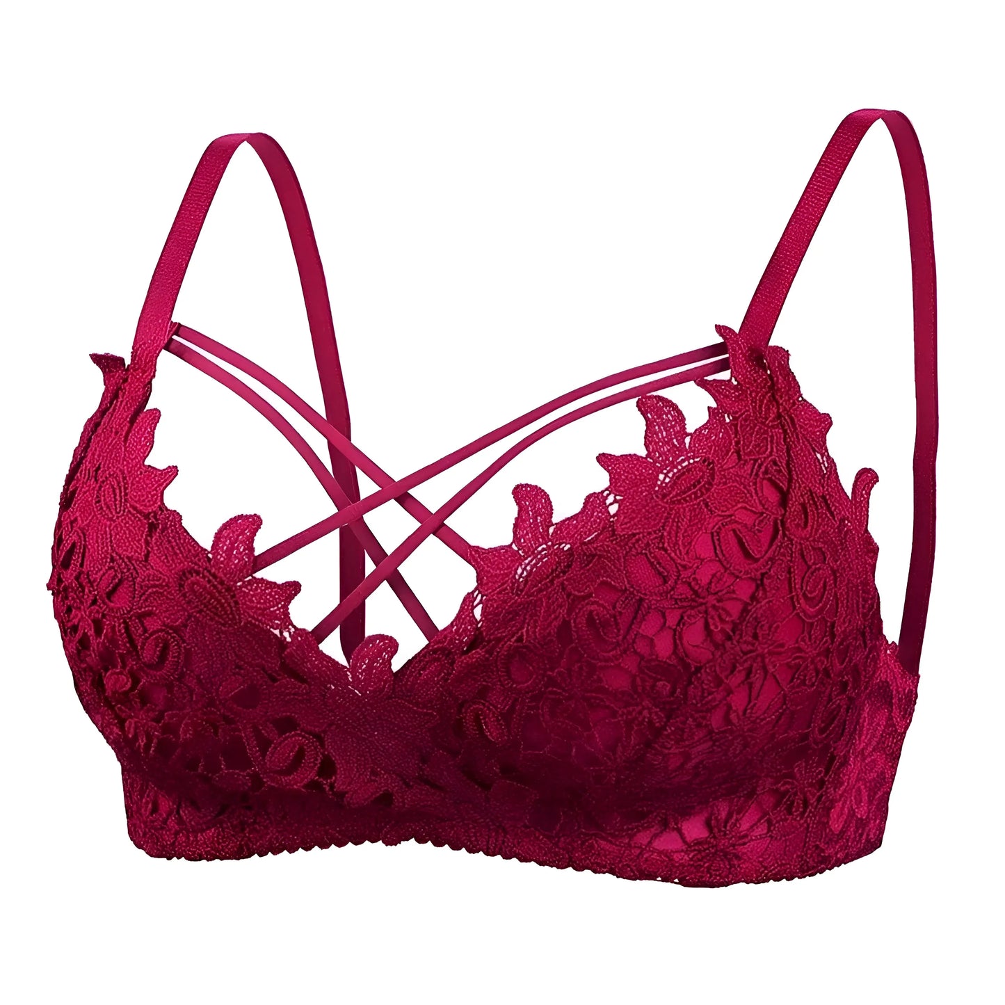 Borgogna Bralette in pizzo con spalline decorative