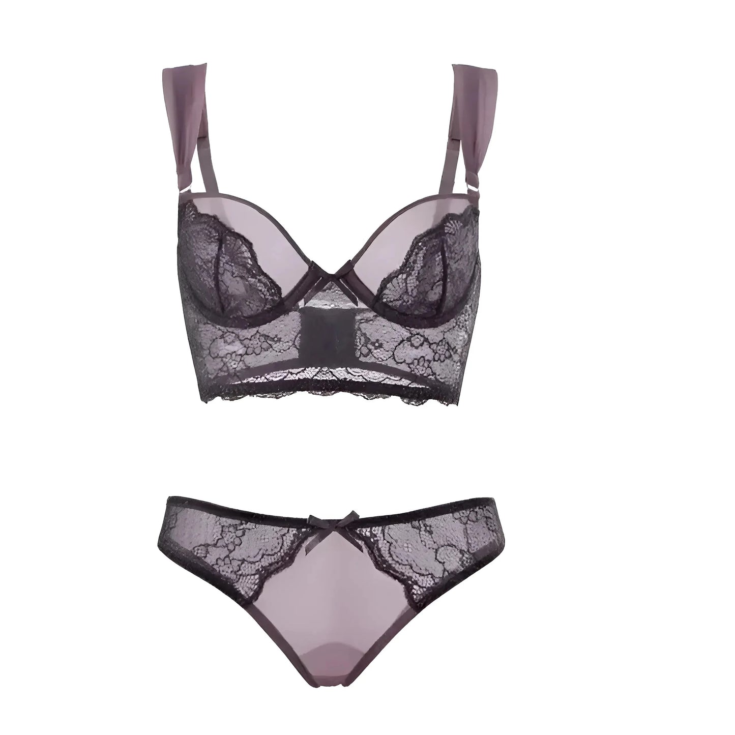 Borgogna Set di Lingerie in Pizzo Taglie Forti