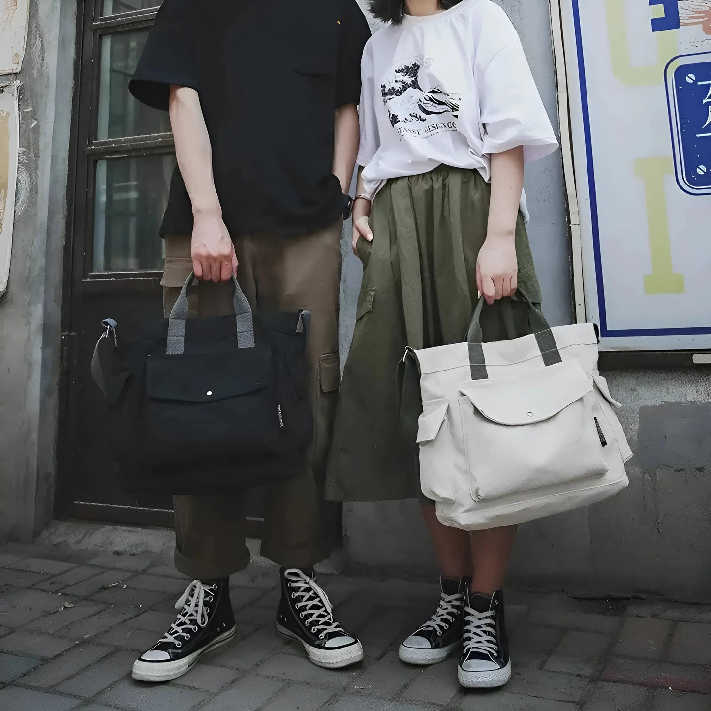 Borsa in Tela con Tasche
