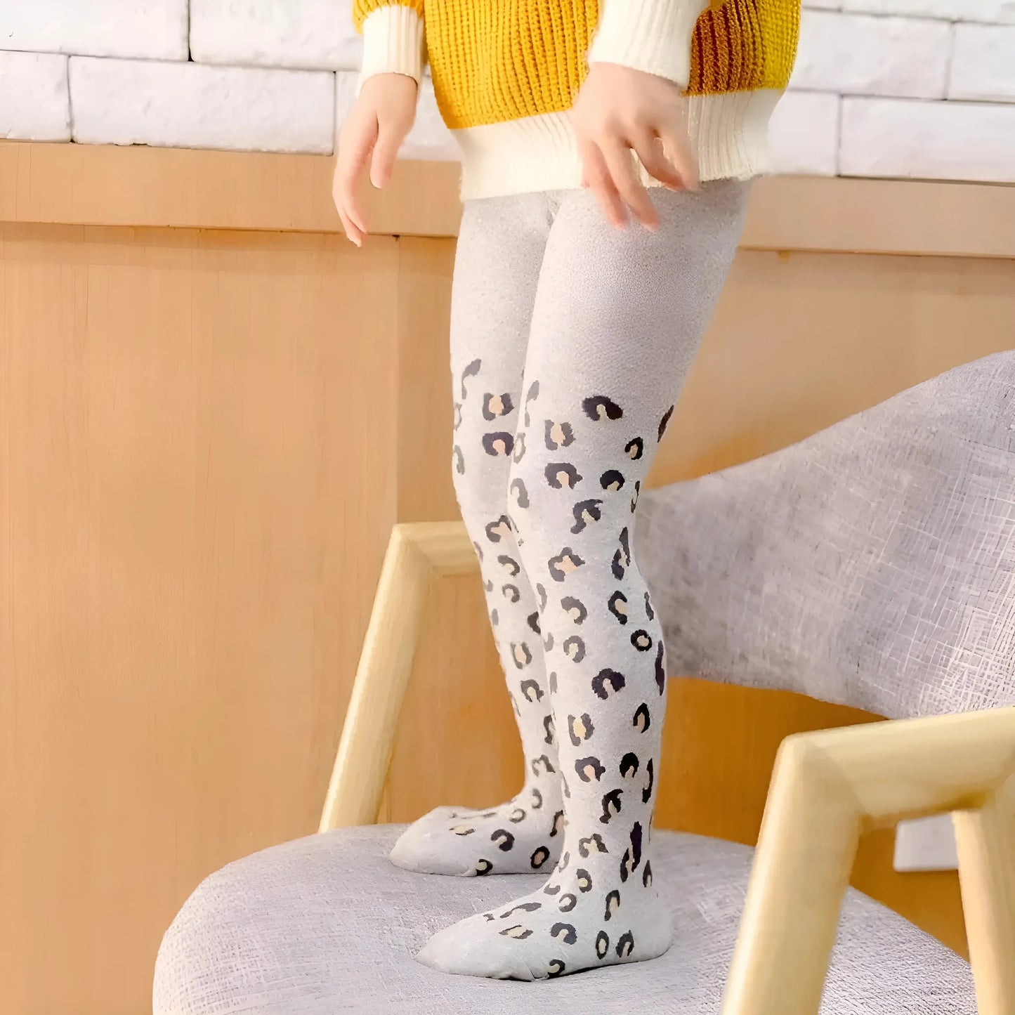 Collant a stampa leopardata per bambini