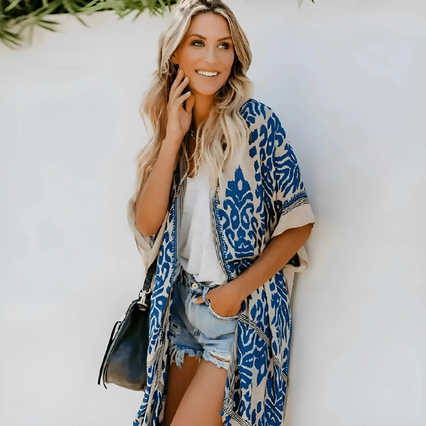 Kimono da Spiaggia Classico con Motivi Ornati