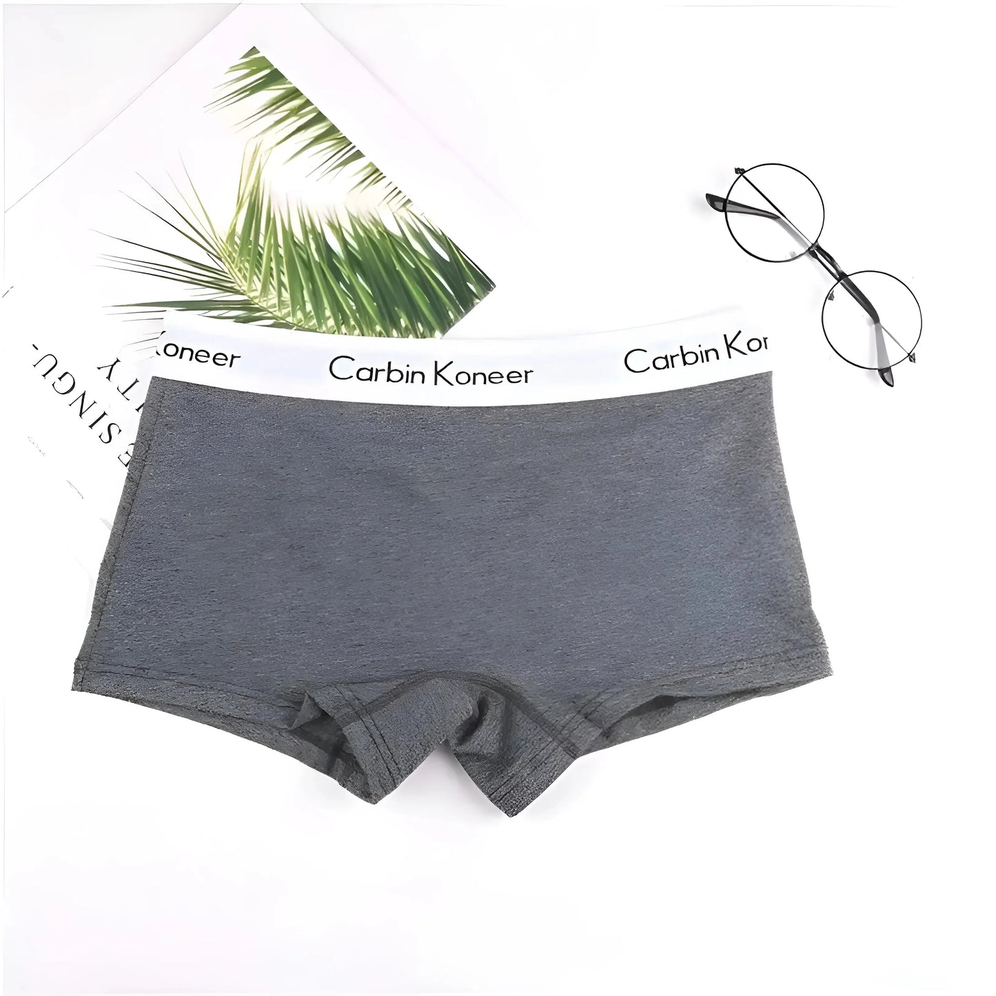 Grigio Scuro Boxer da donna con elastico in vita