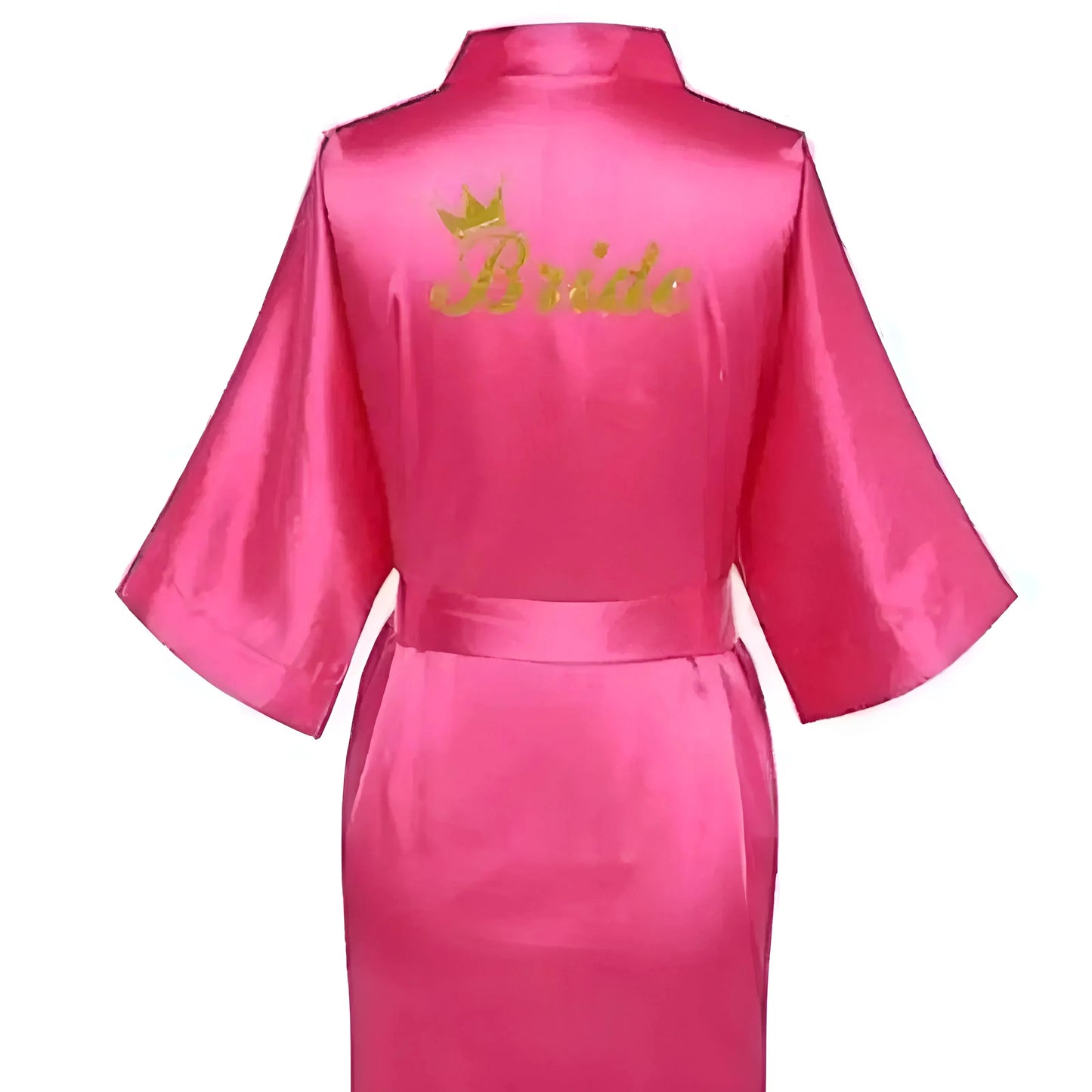 Rosa Scuro Accappatoio da sposa in satin con ricamo "Sposa"