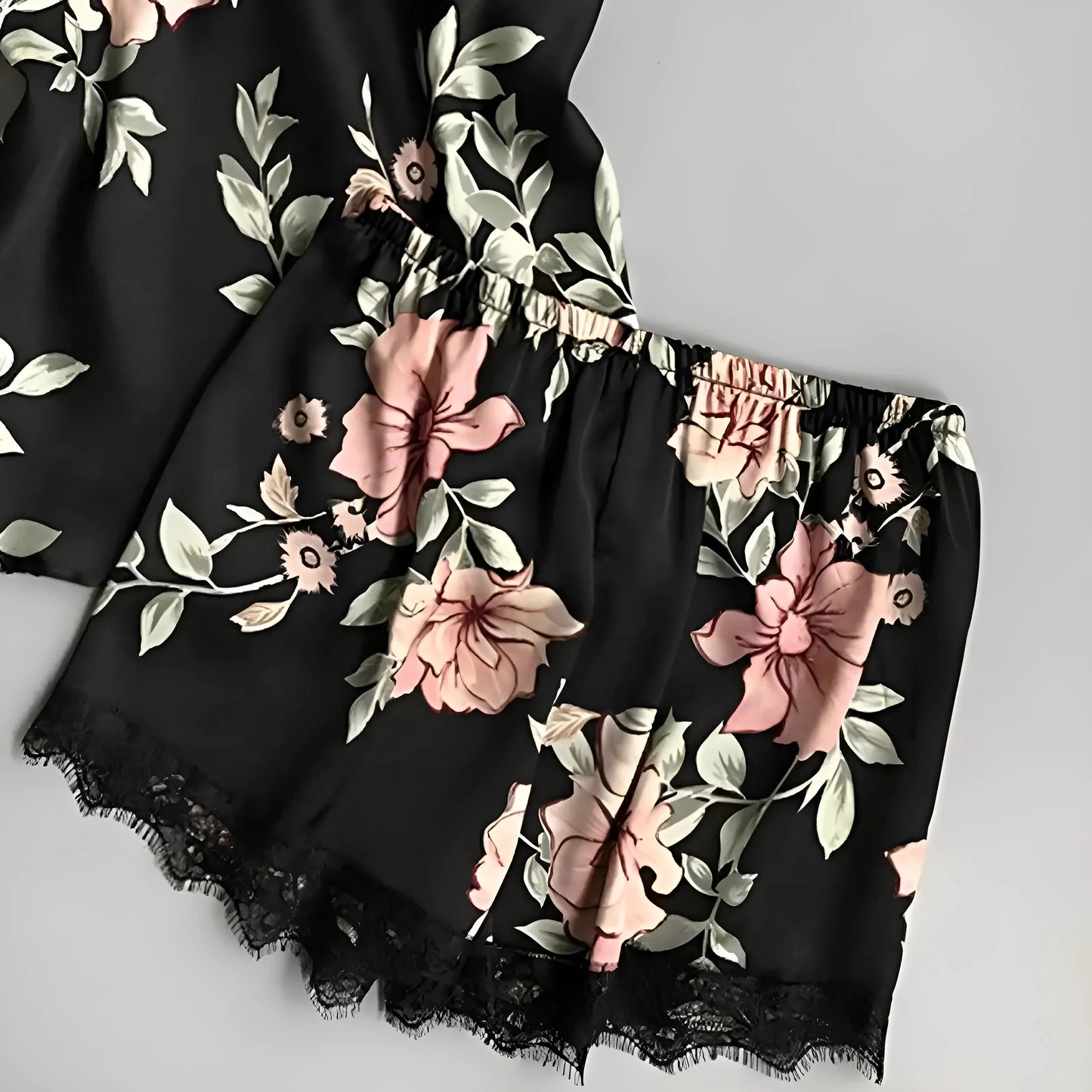 Set Pigiama Floreale con Top e Pantaloni Corti