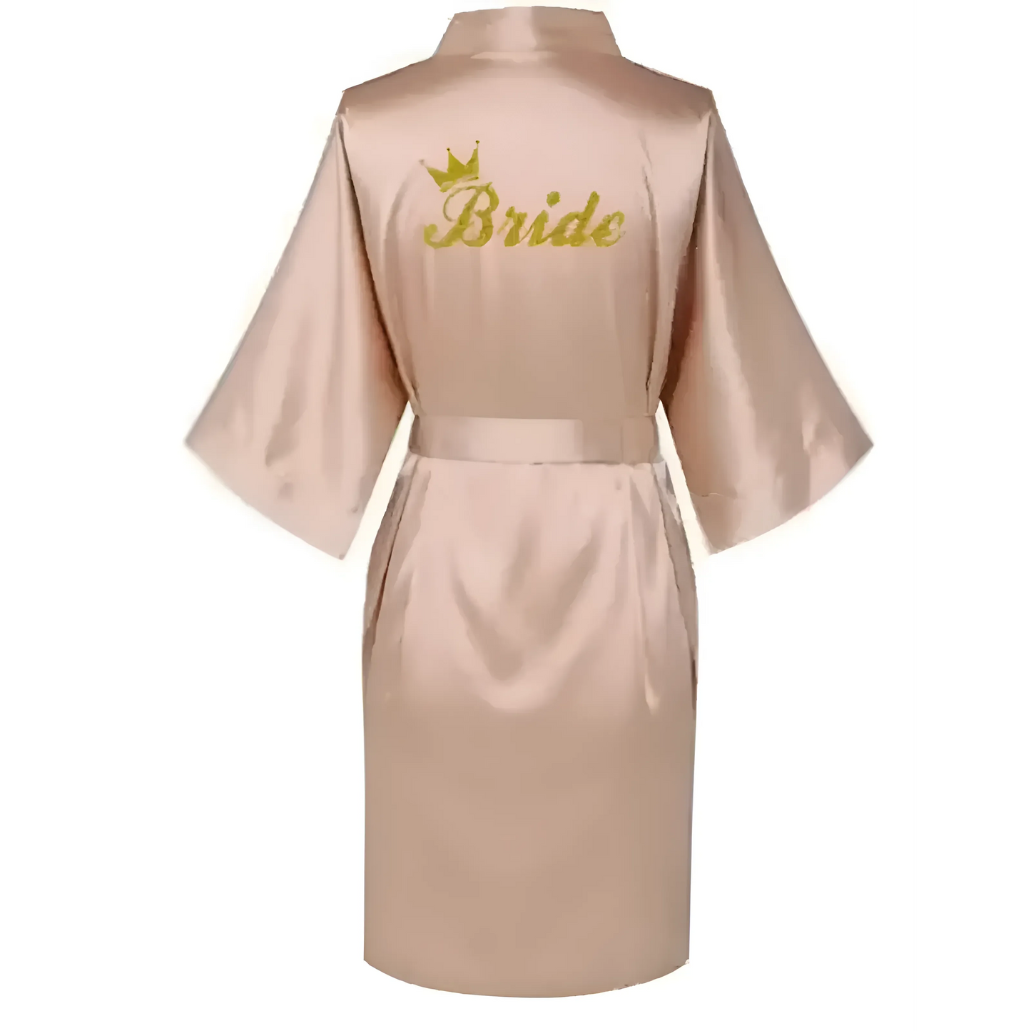 Oro Accappatoio da sposa in satin con ricamo "Sposa"
