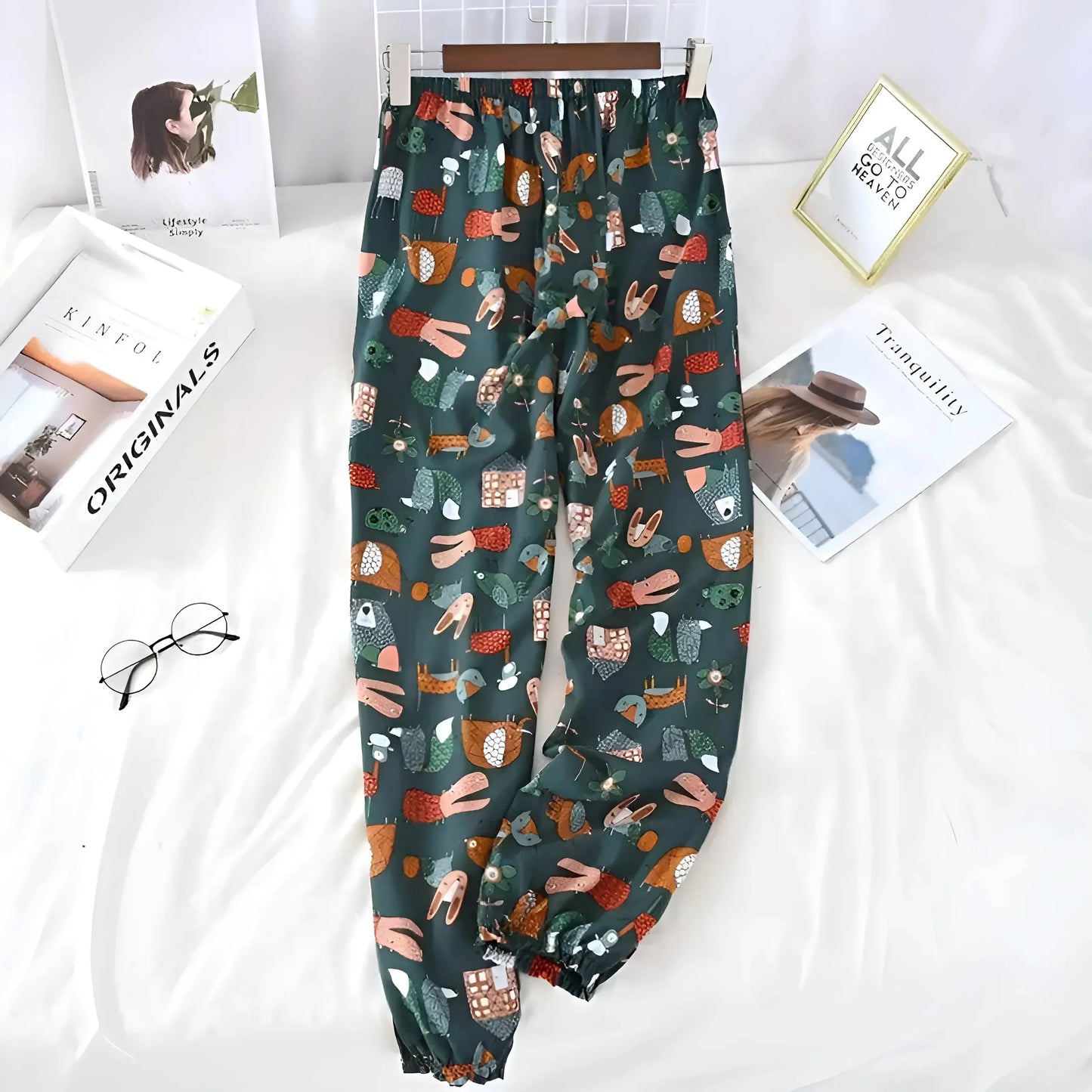 Verde Pantaloni da pigiama a fantasia colorata