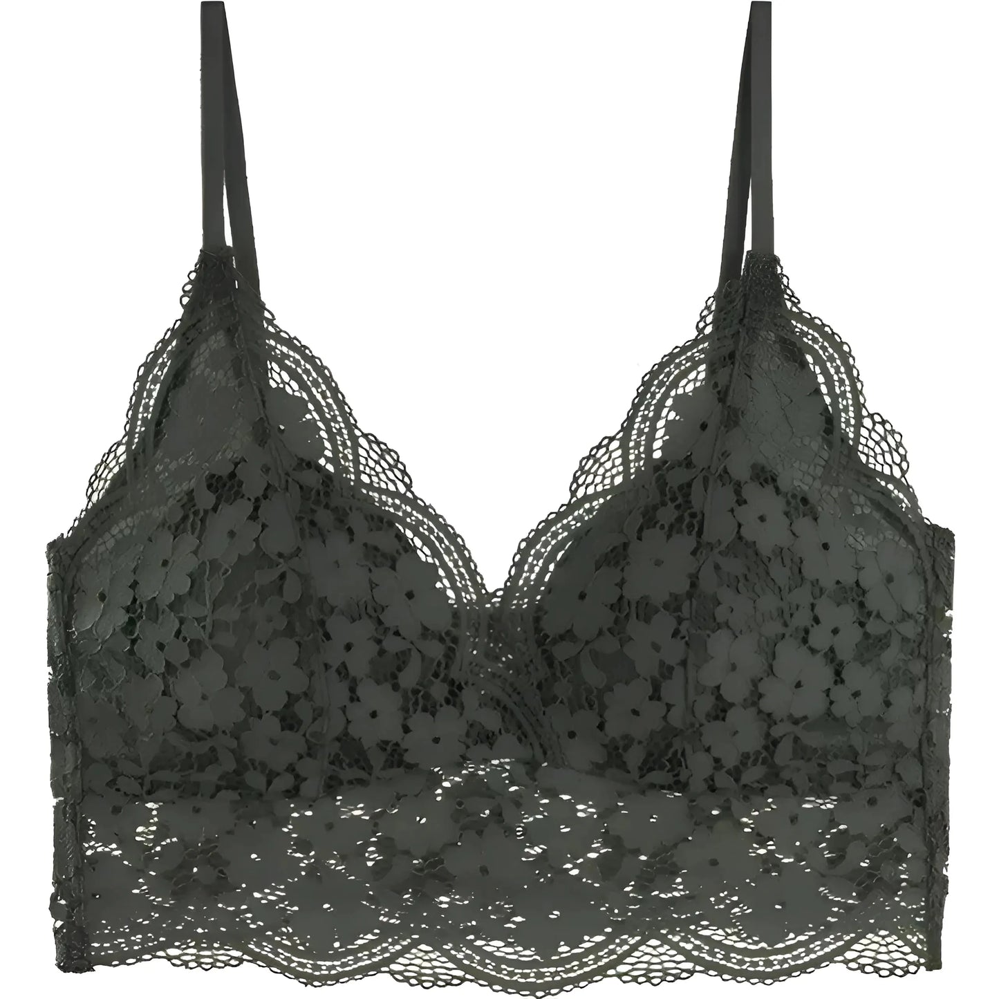 Verde Bralette in pizzo con spalline sottili