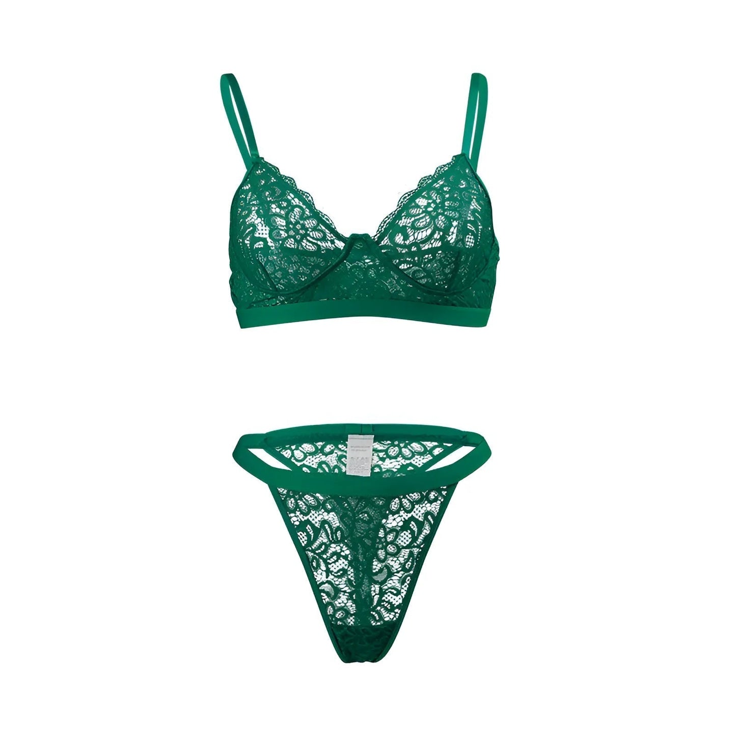 Verde Set di Lingerie in Pizzo con Delicate Cinghie Sottili