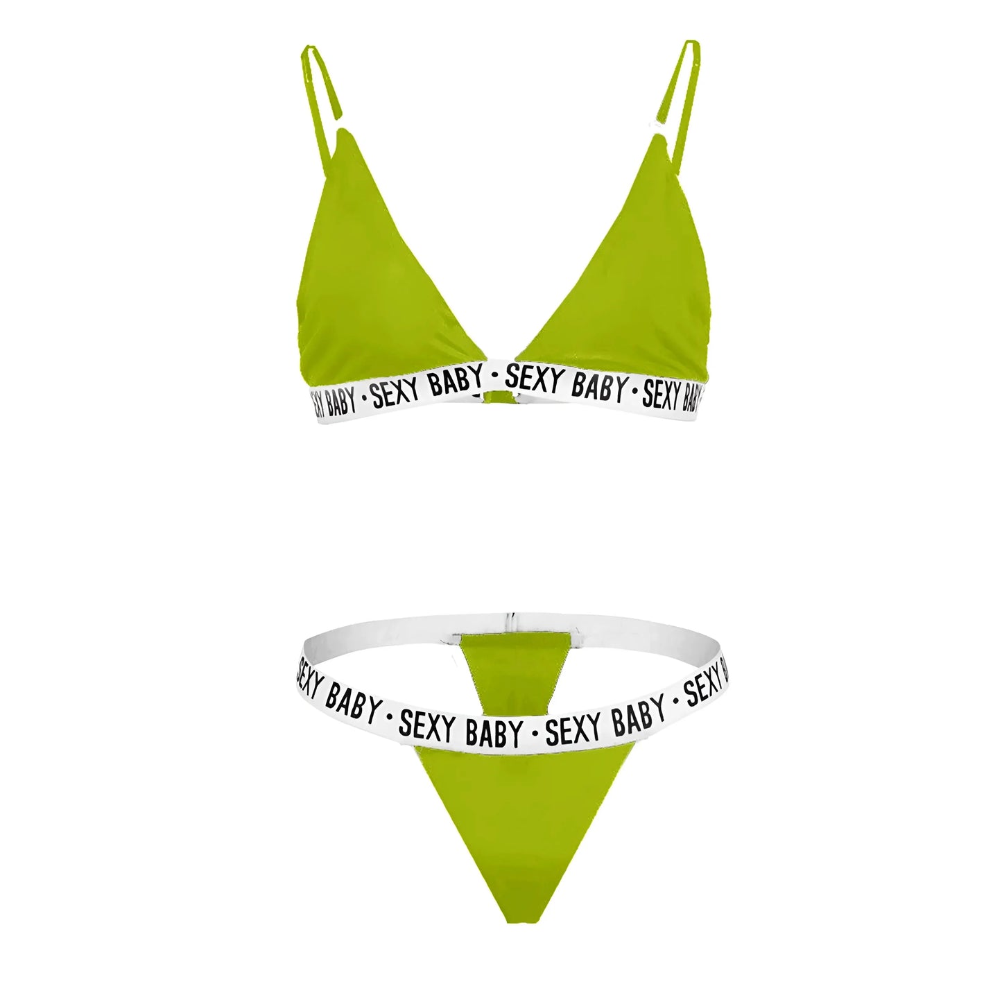 Verde Set di Lingerie con stampa 'SEXY BABY'