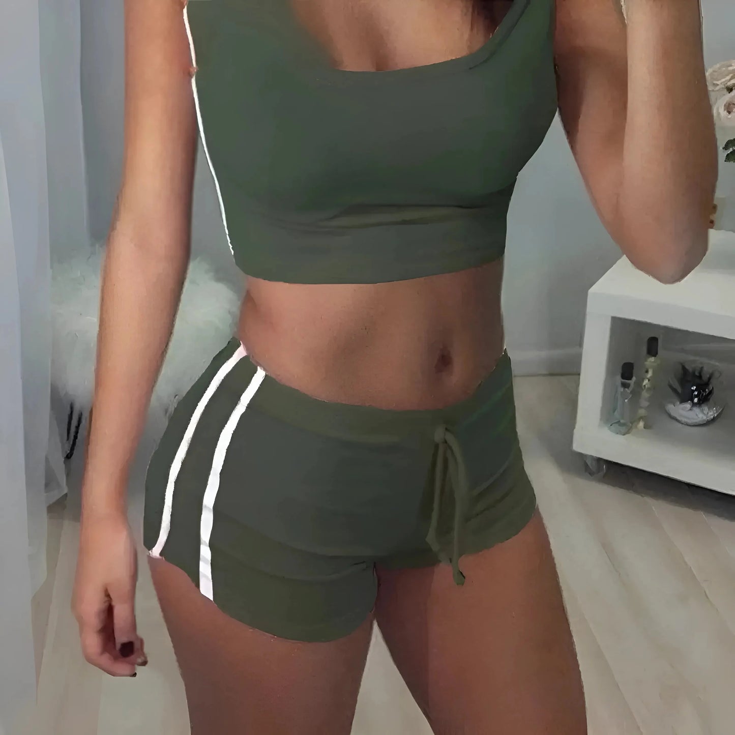 Verde Set Sportivo Top Corto