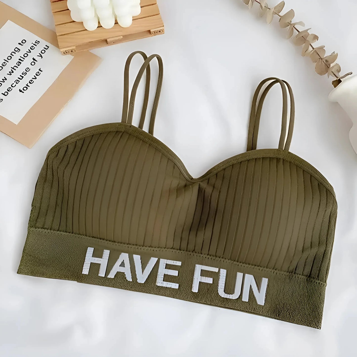 Verde Reggiseno Sportivo a Righe
