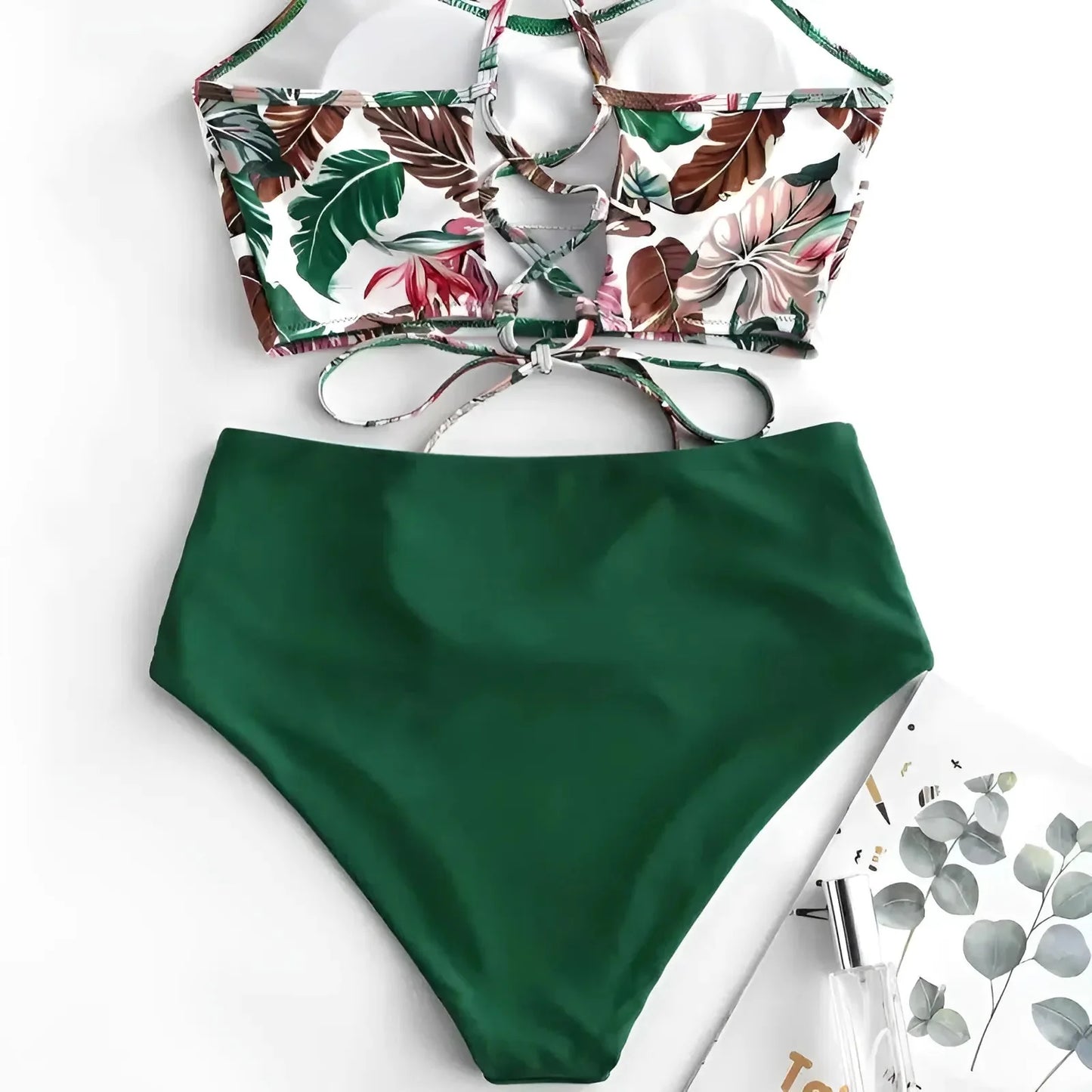 Verde Costume da bagno a due pezzi con design top