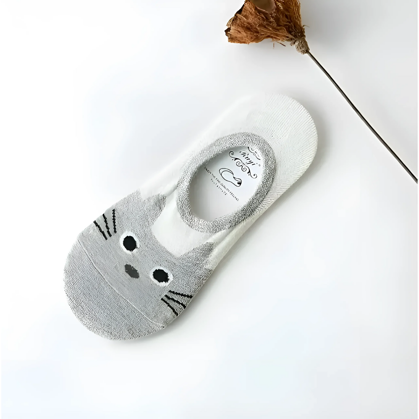 Grigio Calze alla caviglia con stampa di gatti