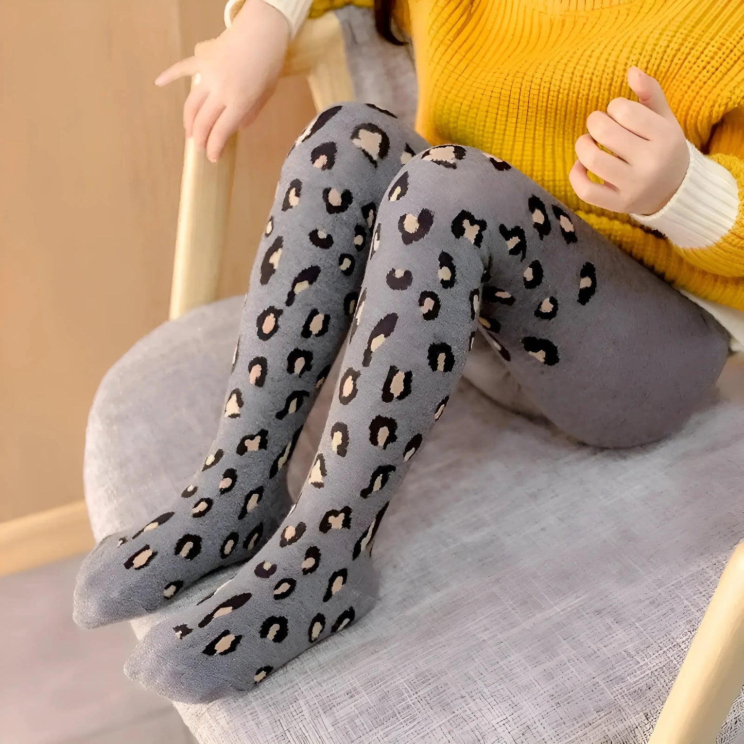 Grigio Collant a stampa leopardata per bambini