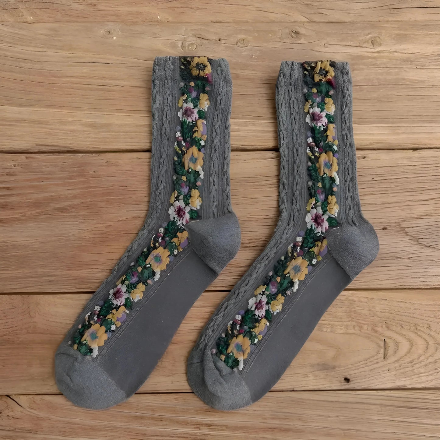 Grigio Calze decorative con motivo floreale