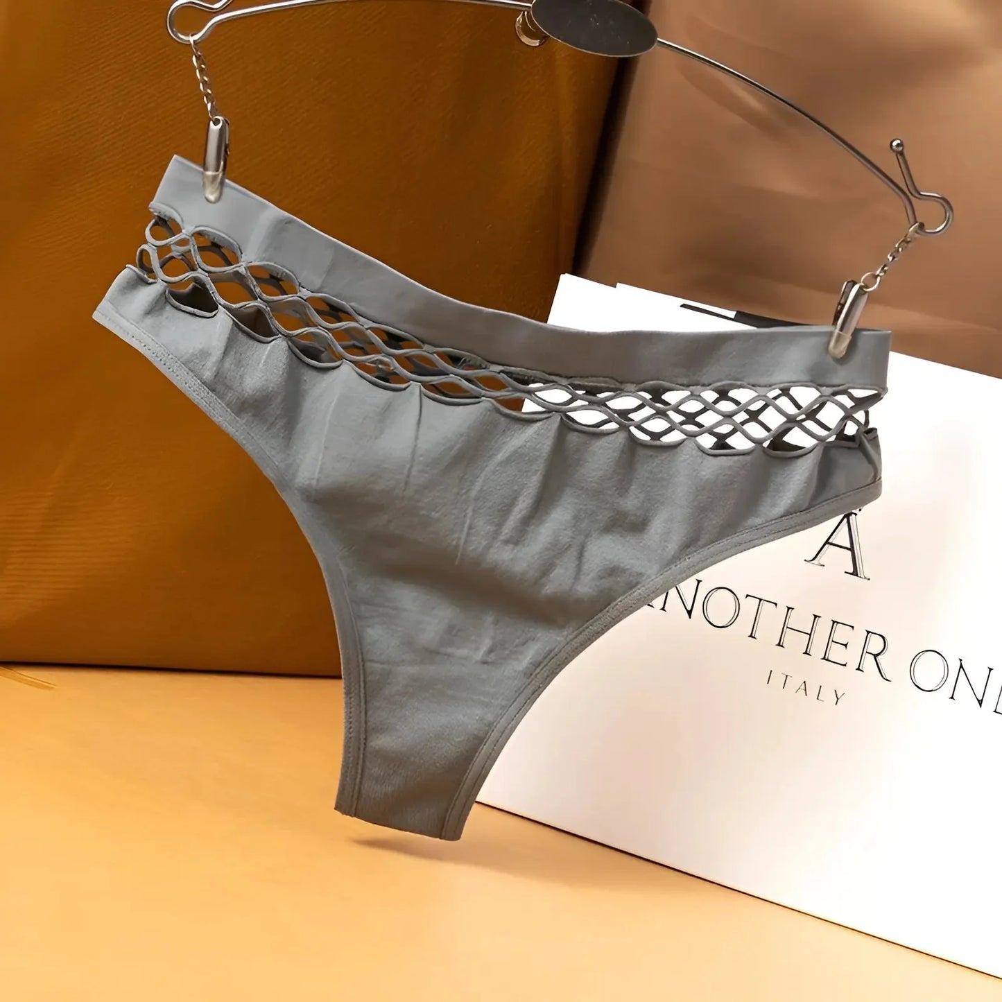 Grigio Slip in pizzo a rete