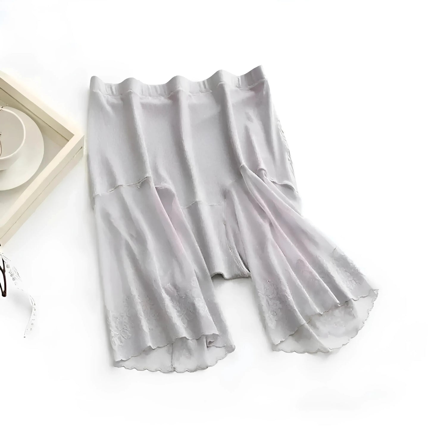 Grigio Shorts Modellanti con Pizzo