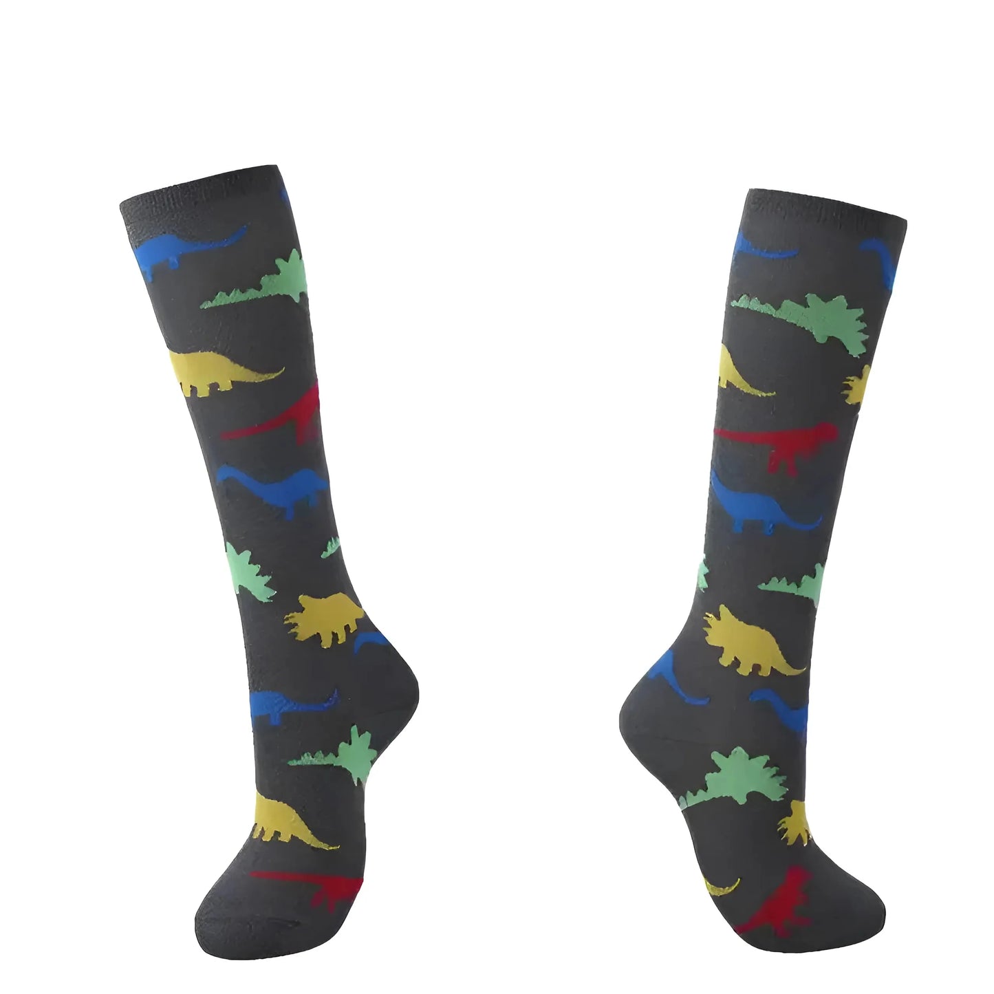 Grigio Calze Lunghe con Motivi Colorati