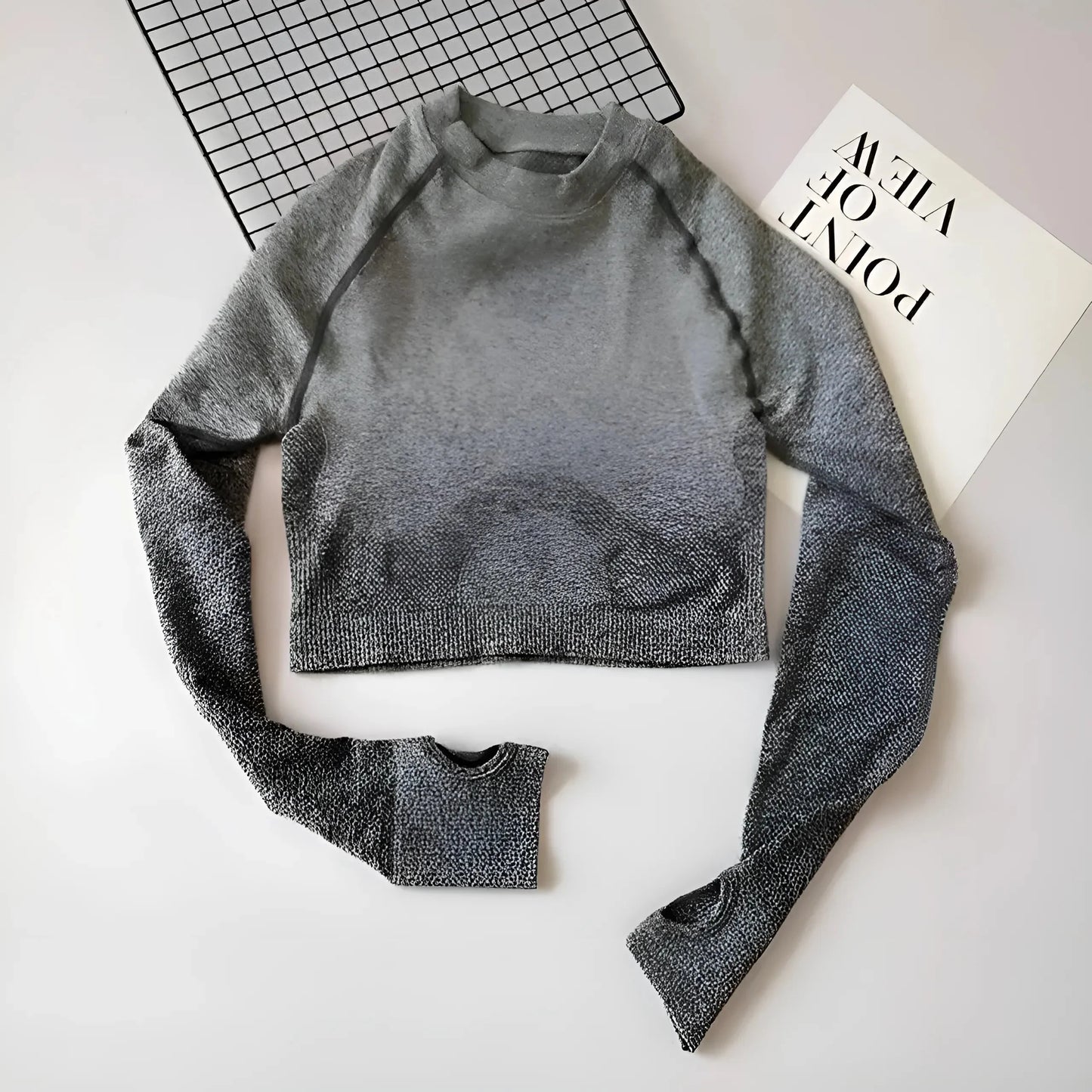 Grigio Ombra Maglietta Sportiva a Maniche Lunghe